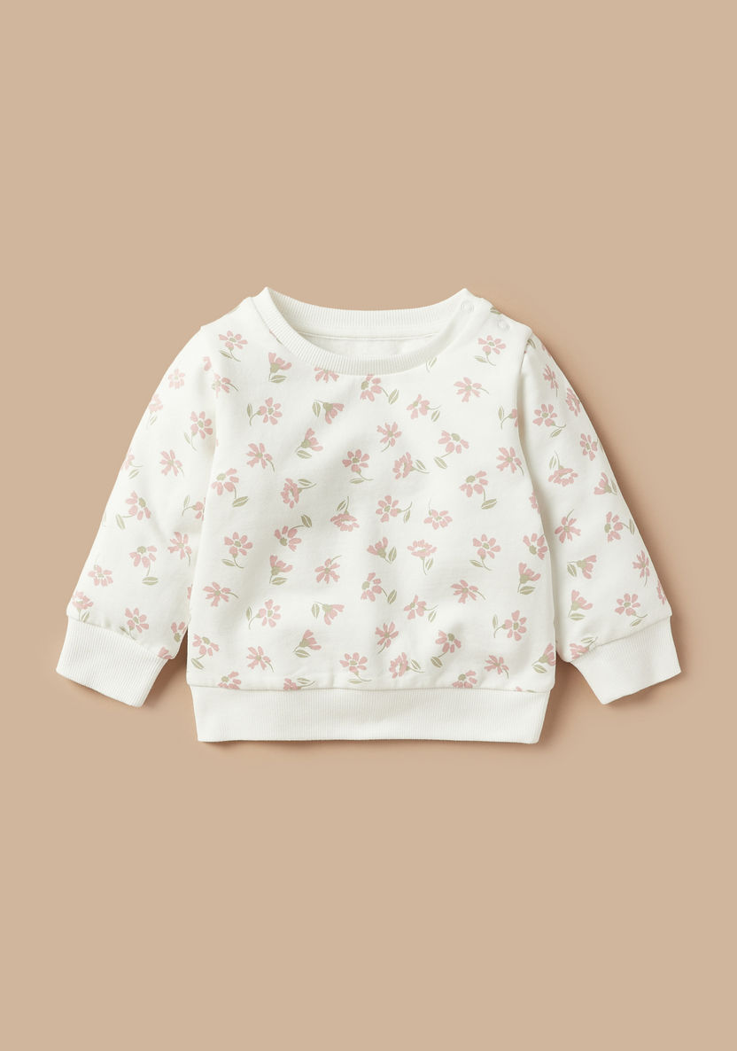 Juniors All-Over Floral Print Long Sleeves T-shirt and Pyjama Set-Pyjama Sets-image-1