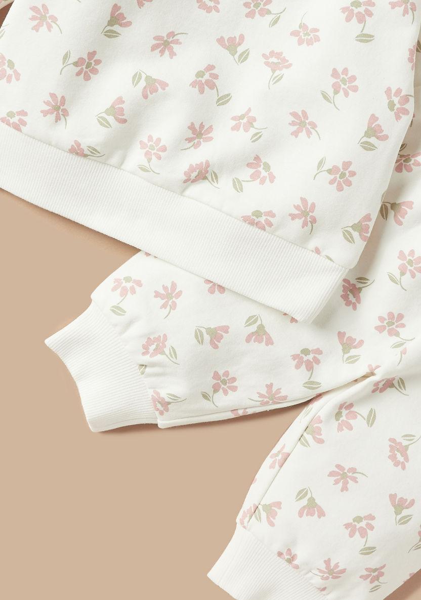 Juniors All-Over Floral Print Long Sleeves T-shirt and Pyjama Set-Pyjama Sets-image-4