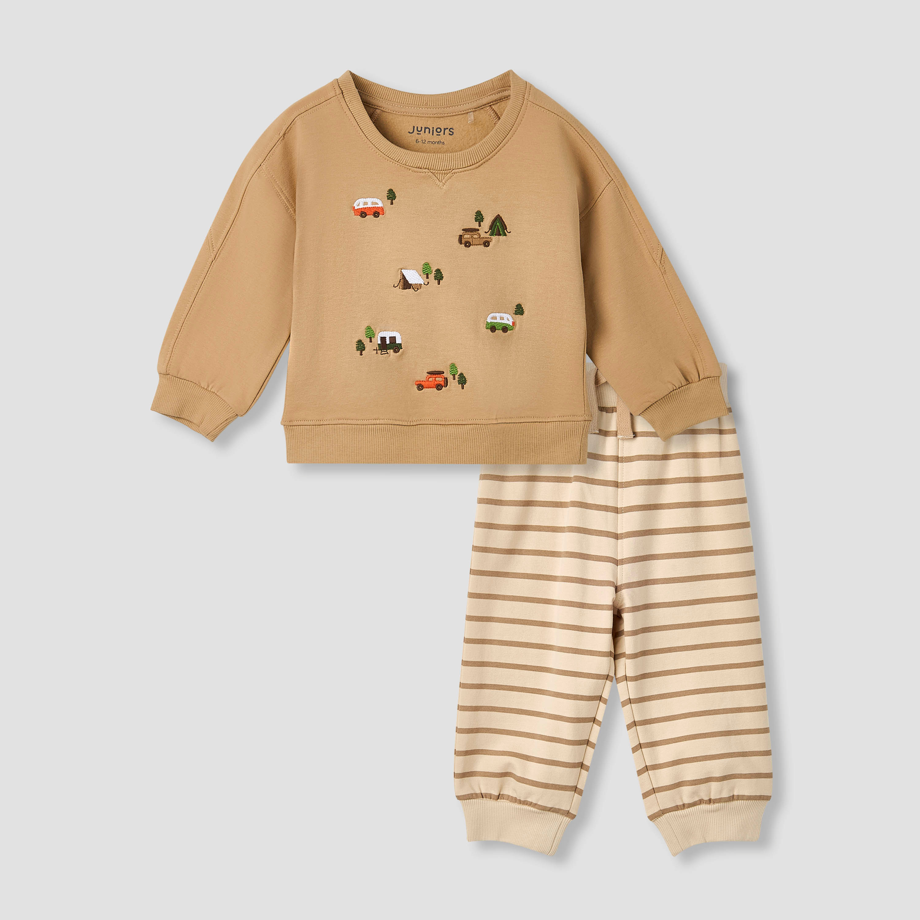 طقم بيجاما قطن بتطريز سيارات وأكمام طويلة من جونيورز-baby-boys-clothing-nightwear-pyjamasets-image-1
