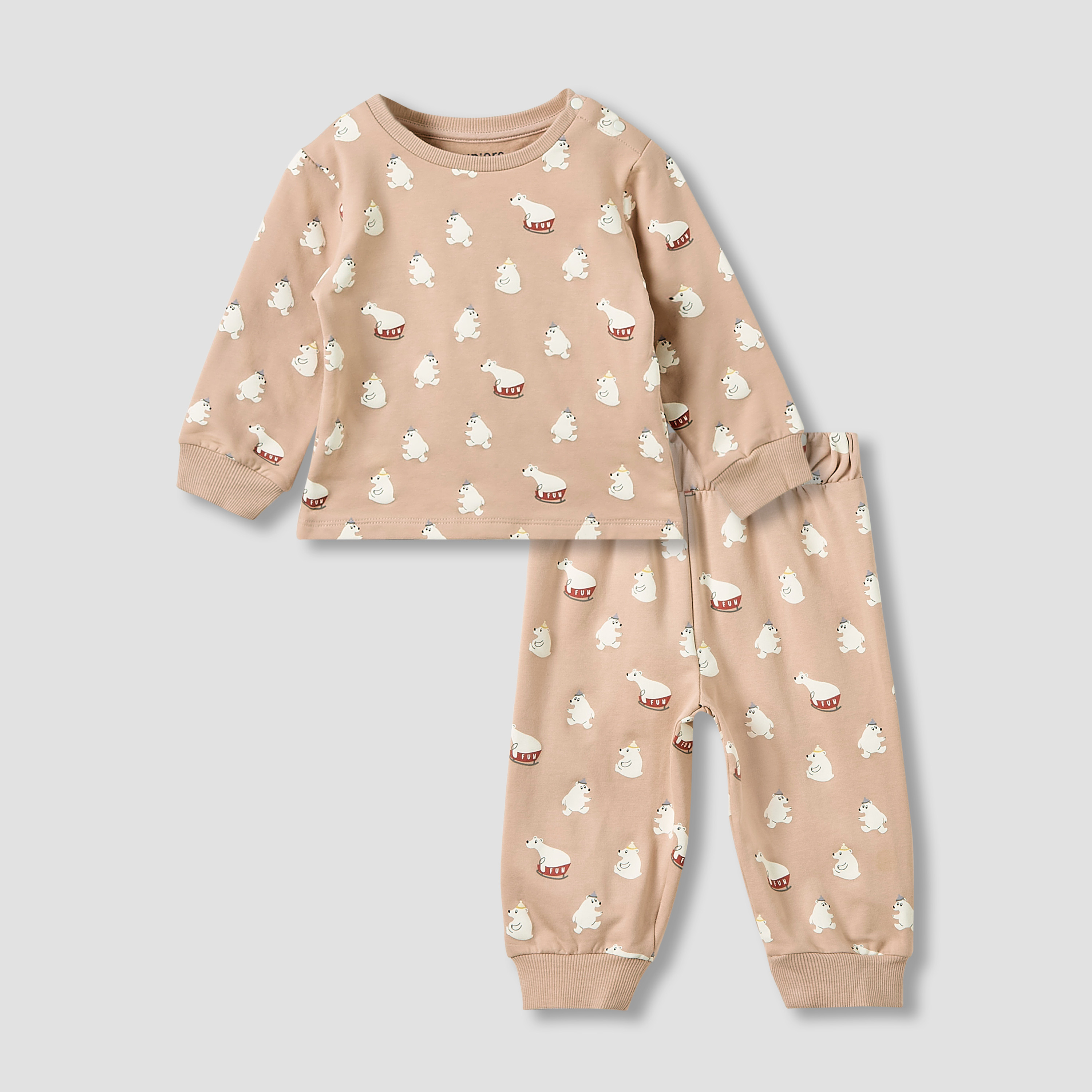 Juniors Pyjama Set with Bear Print - Cotton - Long Sleeves - Crew Neck-baby-boys-clothing-nightwear-pyjamasets-image-1