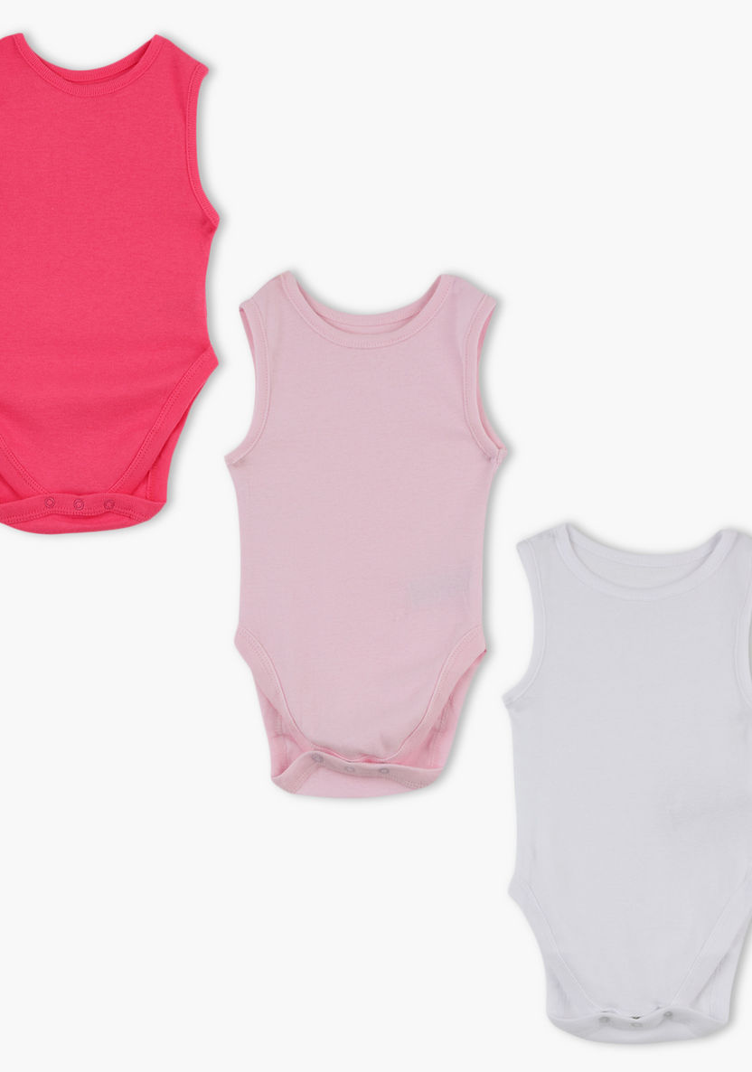 Juniors Sleeveless Solid Bodysuit - Set of 3-Multipacks-image-0