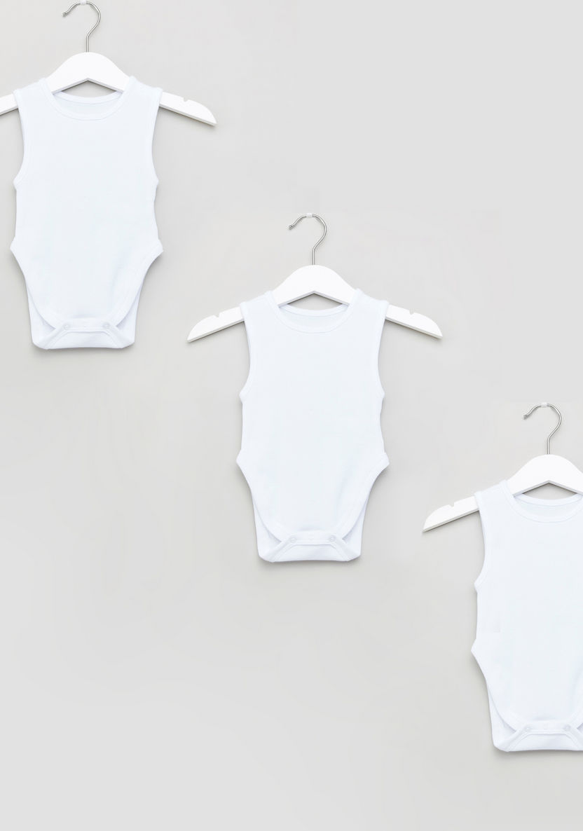 Juniors Sleeveless Cotton Bodysuit - Set of 3-Bodysuits-image-0