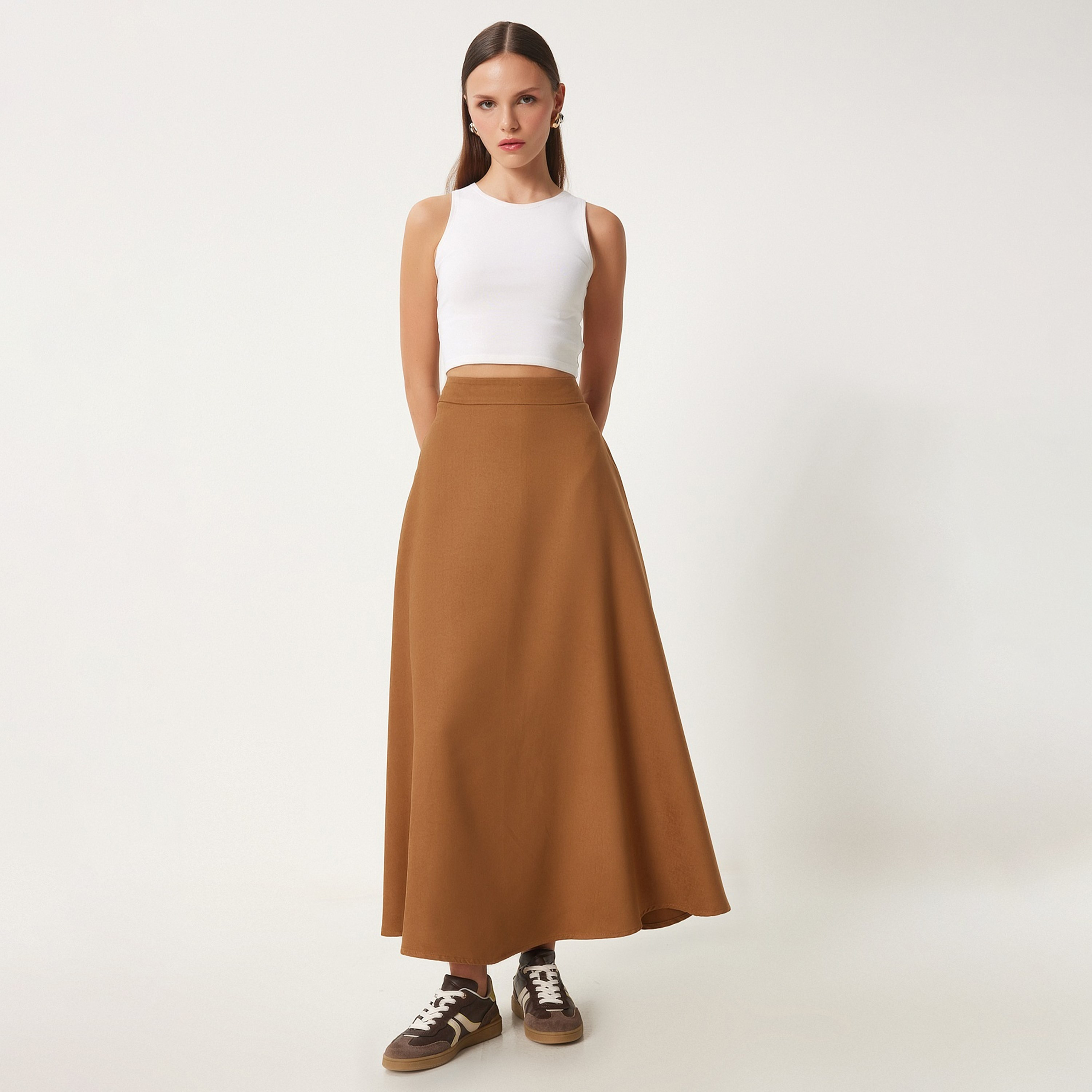 تنورة ماكسي نسائية عالية الناطق من براون جاكارد إسطنبول إسطنبول-women-clothing-bottoms-skirts-image-2