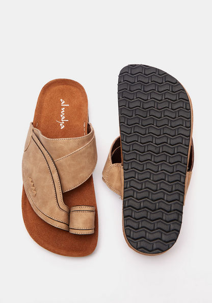 Al Waha Solid Slip-On Arabic Sandals with Toe Ring Accent-Boy%27s Sandals-image-4