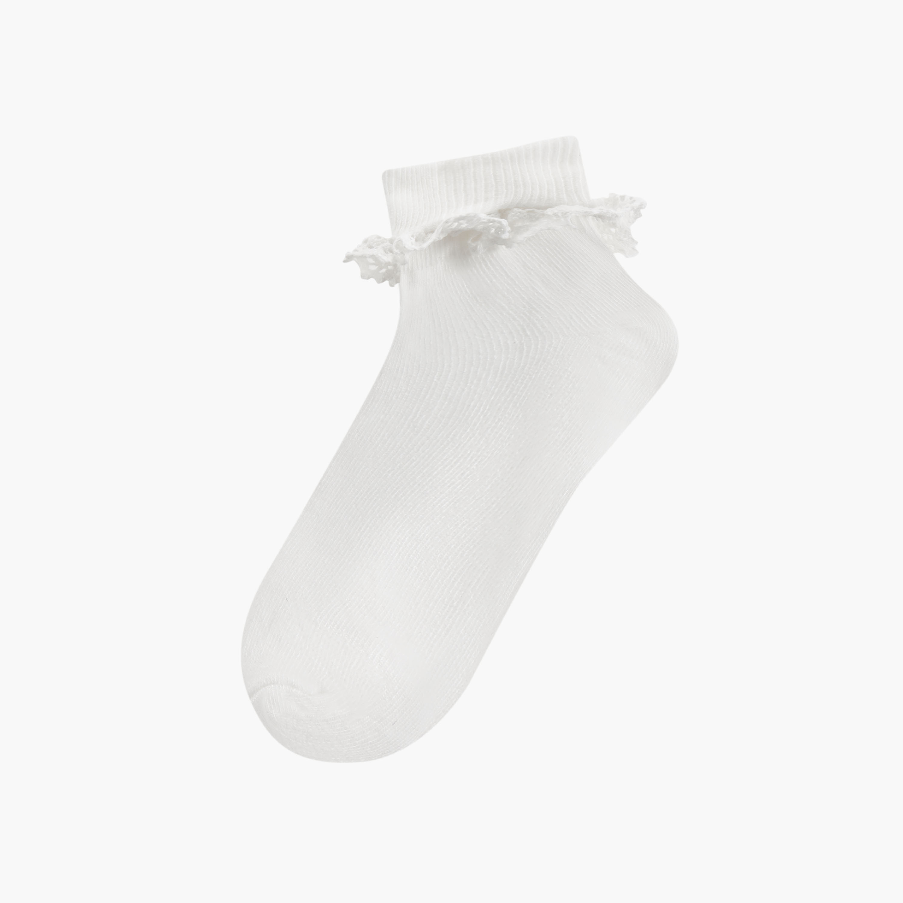 Little Missy Ruffle Detail Ankle Length Socks - Set of 3-girls-accessories-socks-image-2