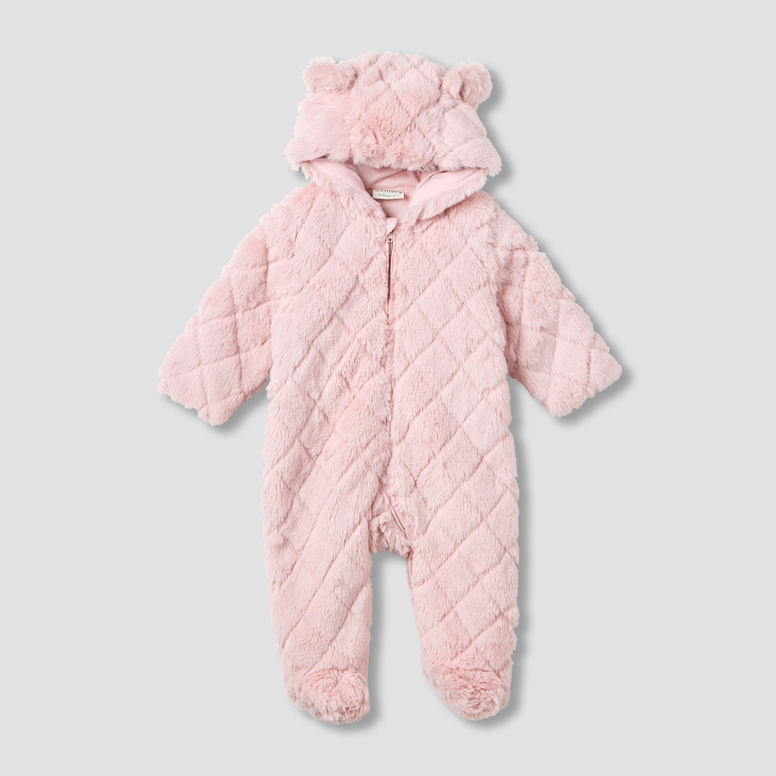 Juniors Hooded Long Sleeves Sleepsuit with Faux Fur Texture-baby-girls-clothing-nightwear-sleepsuits-image-1
