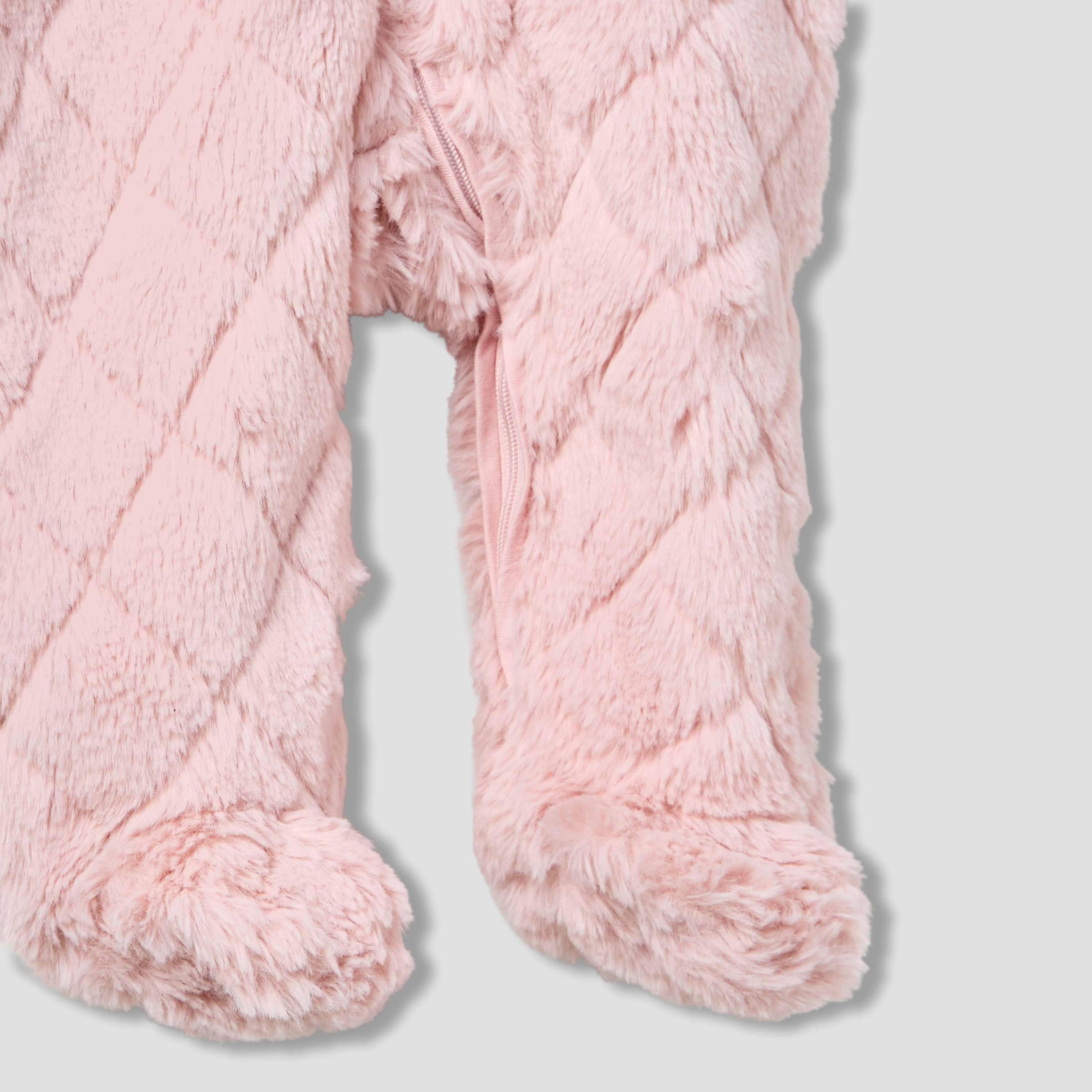 Juniors Hooded Long Sleeves Sleepsuit with Faux Fur Texture-baby-girls-clothing-nightwear-sleepsuits-image-4