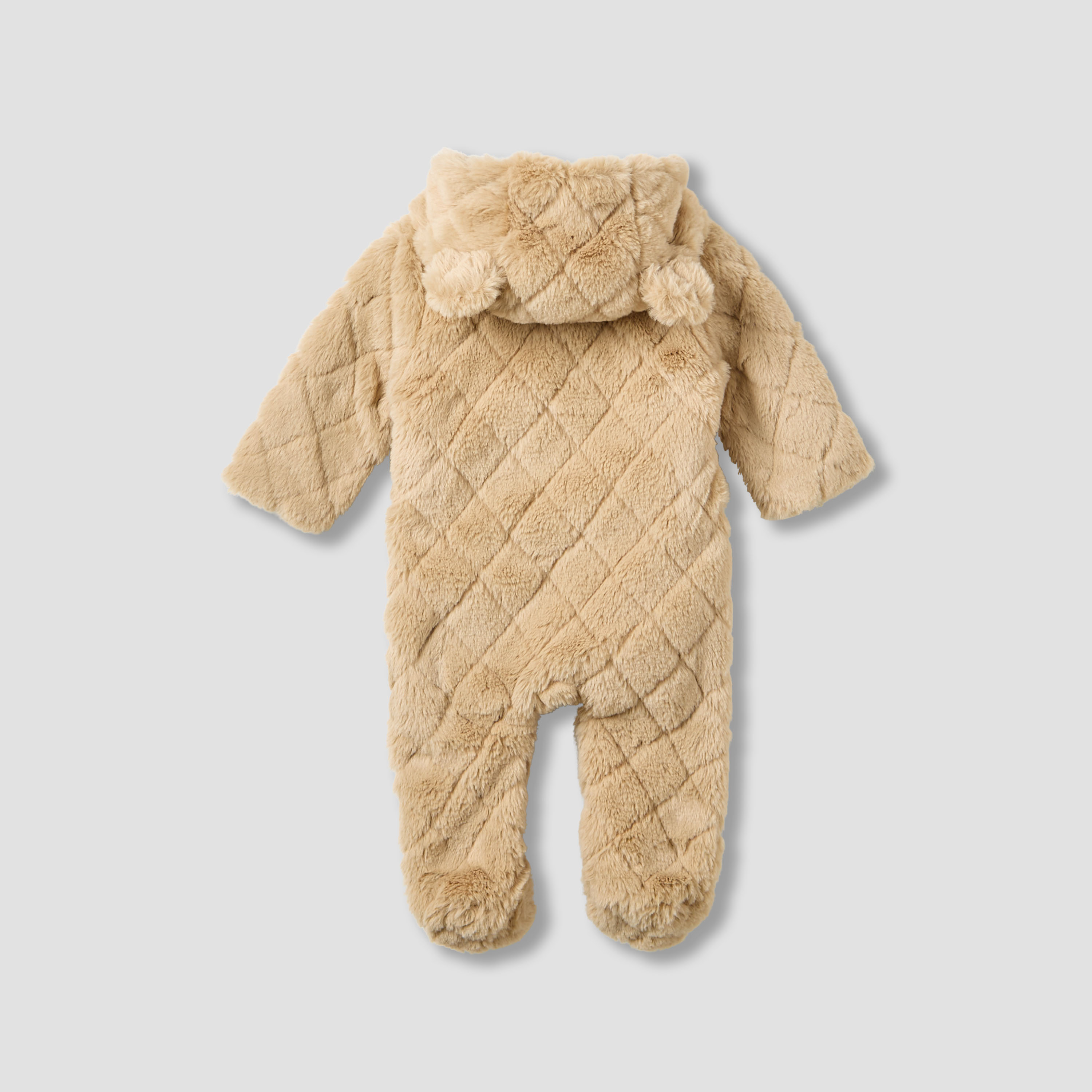 Juniors Hooded Long Sleeves Sleepsuit with Faux Fur Texture-baby-boys-clothing-winterwear-sleepsuits-image-2