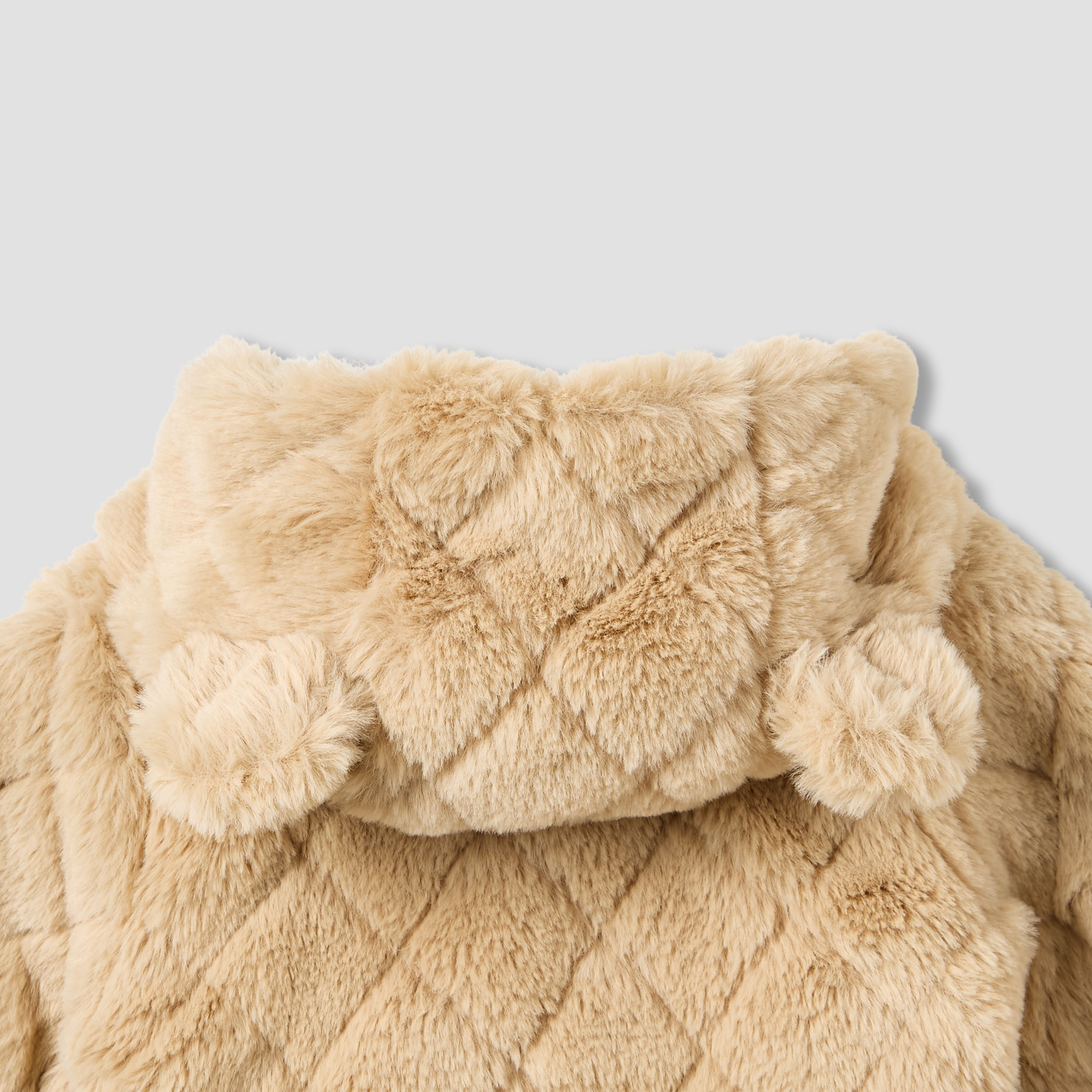 Juniors Hooded Long Sleeves Sleepsuit with Faux Fur Texture-baby-boys-clothing-winterwear-sleepsuits-image-5