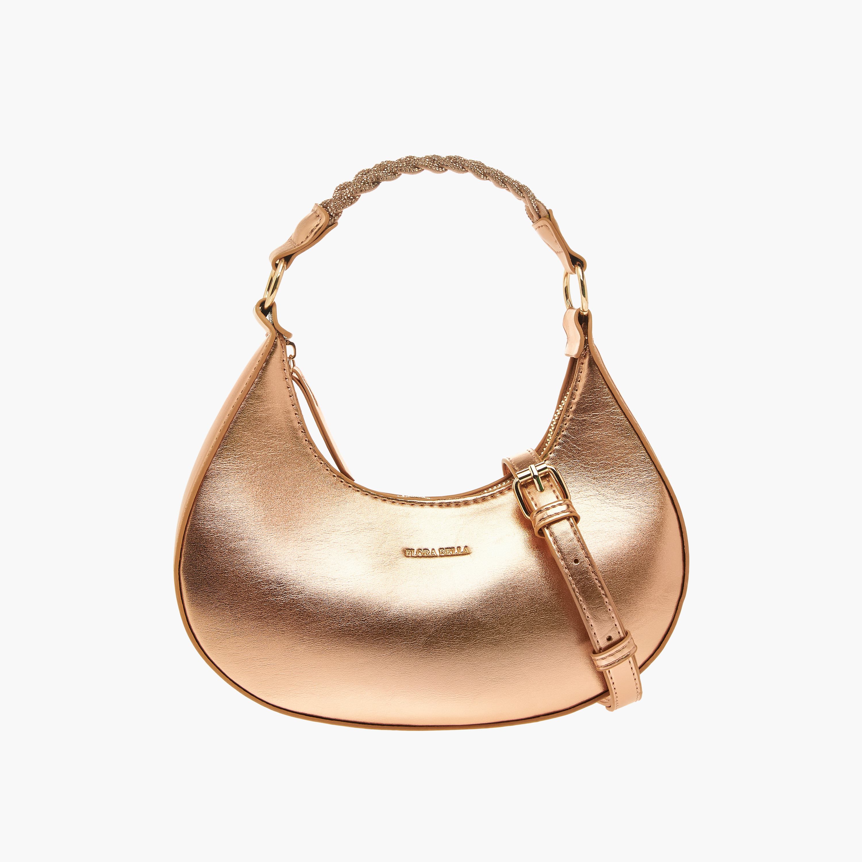 Flora Bella Solid Hobo Bag with Zip Closure and Embellished Strap-women-bagsandwallets-handbags-image-1