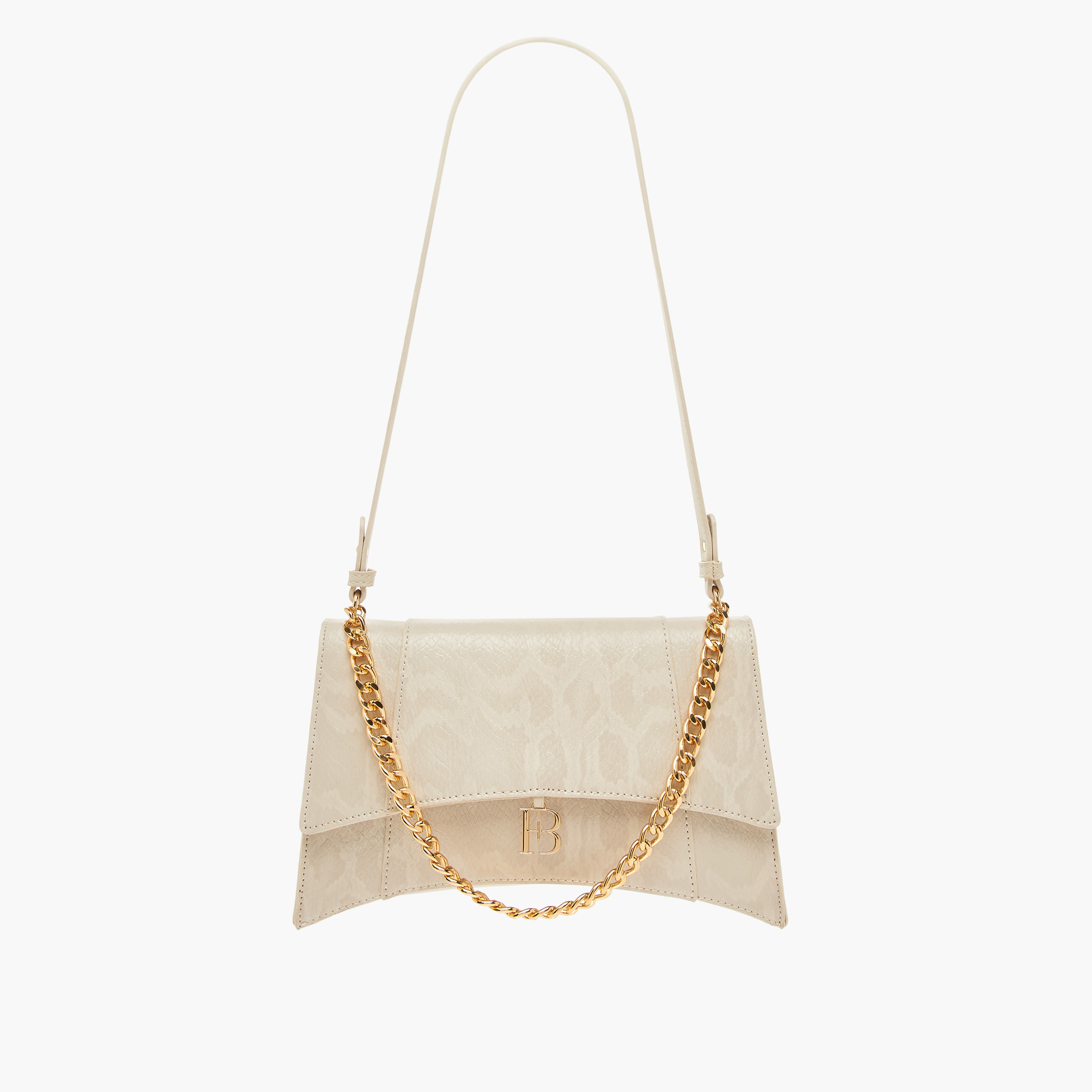 Flora Bella Textured Shoulder Bag with Chain Strap and Button Closure-women-bagsandwallets-handbags-image-1