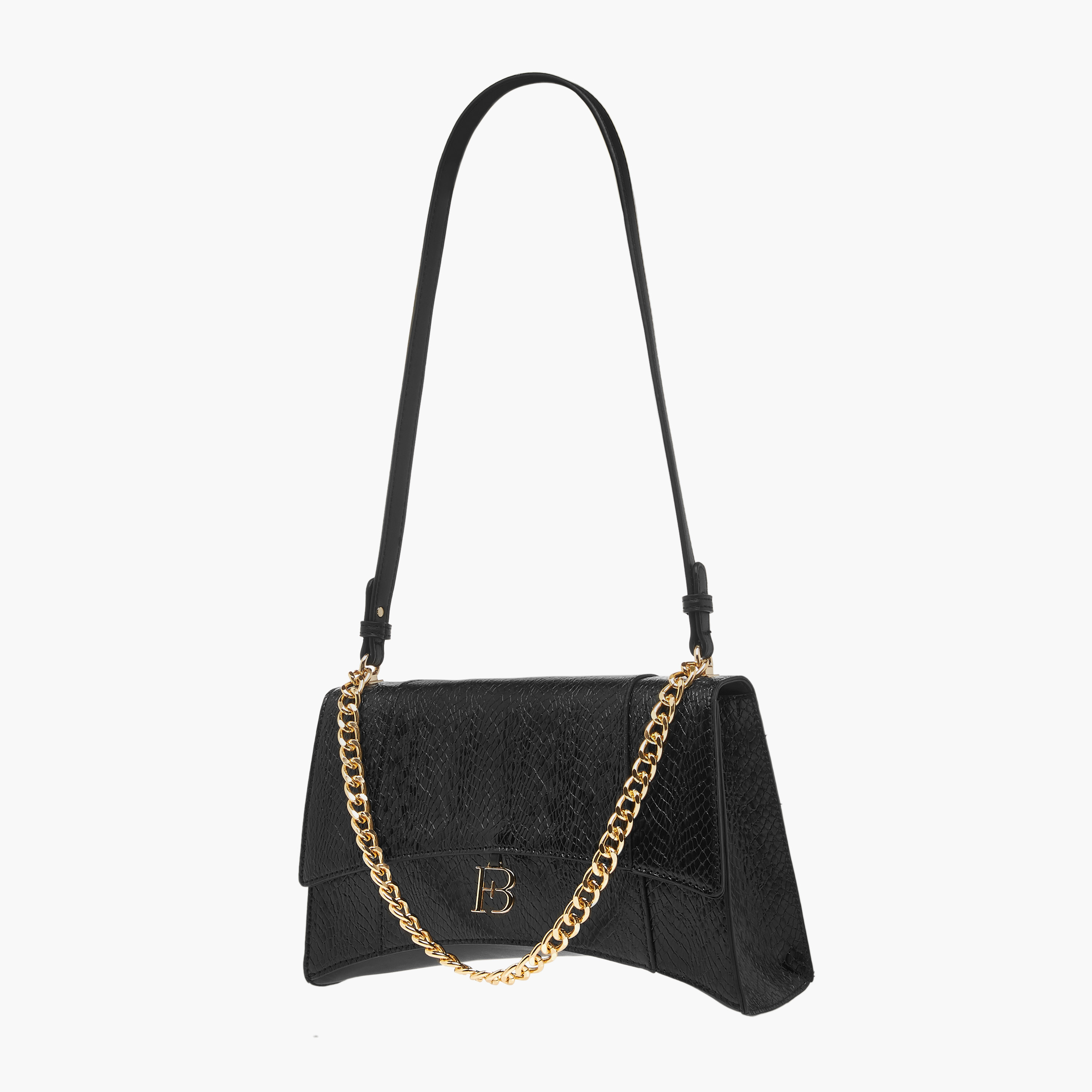 Flora Bella Textured Shoulder Bag with Chain Strap and Button Closure-women-bagsandwallets-handbags-image-1