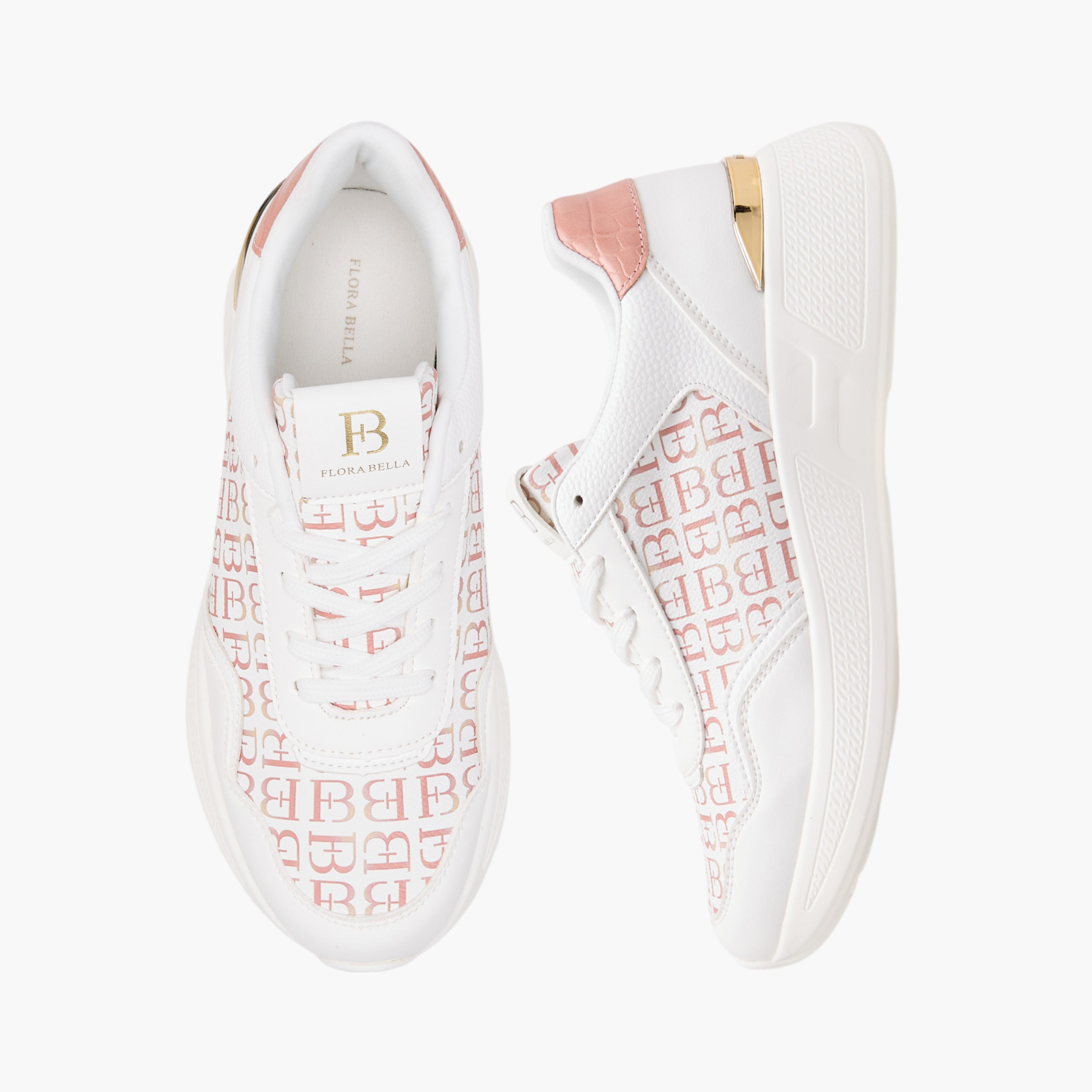 حذاء سنيكرز برباط إغلاق وطبعات مونوجرام من فلورا بيلا-women-shoes-sneakers-image-1