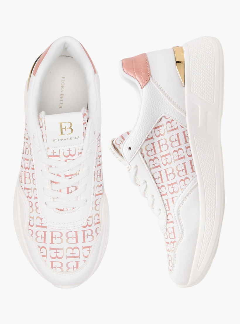 حذاء سنيكرز برباط إغلاق وطبعات مونوجرام من فلورا بيلا-women-shoes-sneakers-image-1