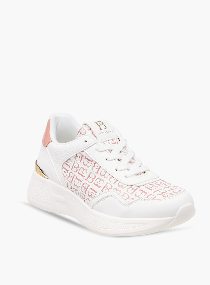 حذاء سنيكرز برباط إغلاق وطبعات مونوجرام من فلورا بيلا-women-shoes-sneakers-image-2