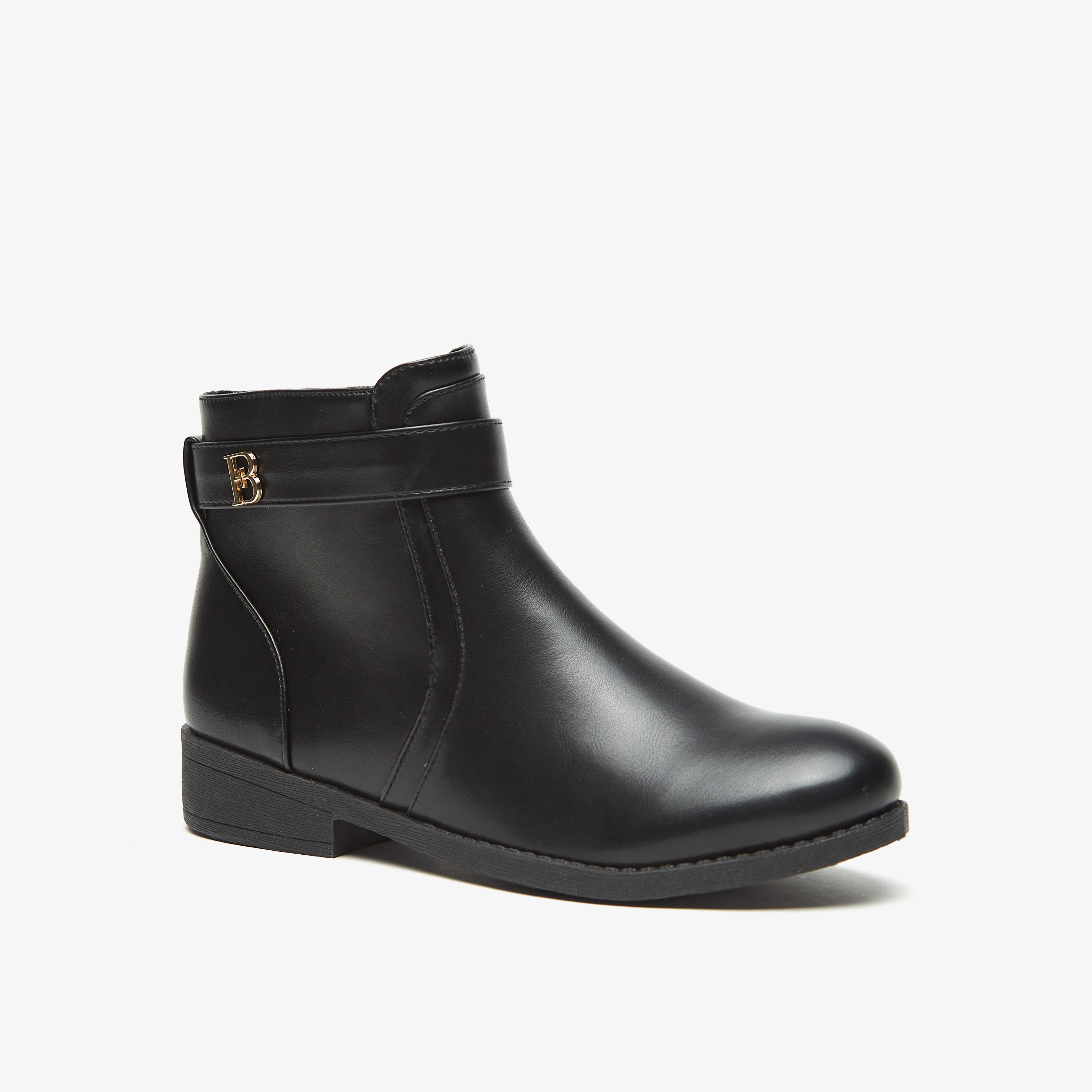 بوت سادة بطول الكاحل وسحاب إغلاق من فلورا بيلا-women-shoes-boots-image-1