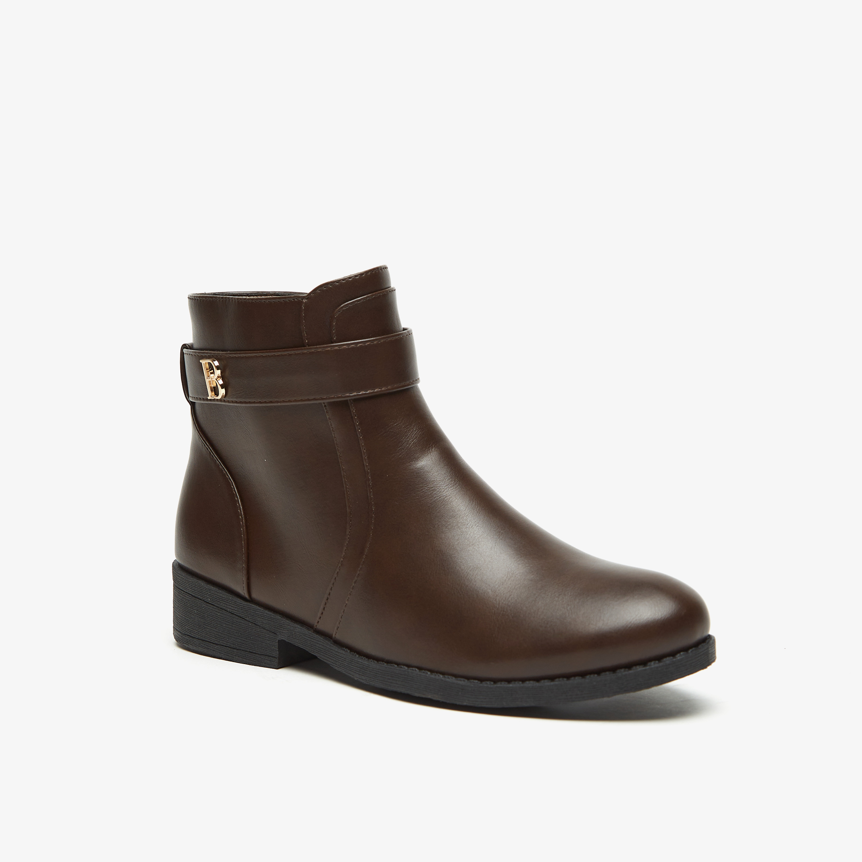 بوت سادة بطول الكاحل وسحاب إغلاق من فلورا بيلا-women-shoes-boots-image-6