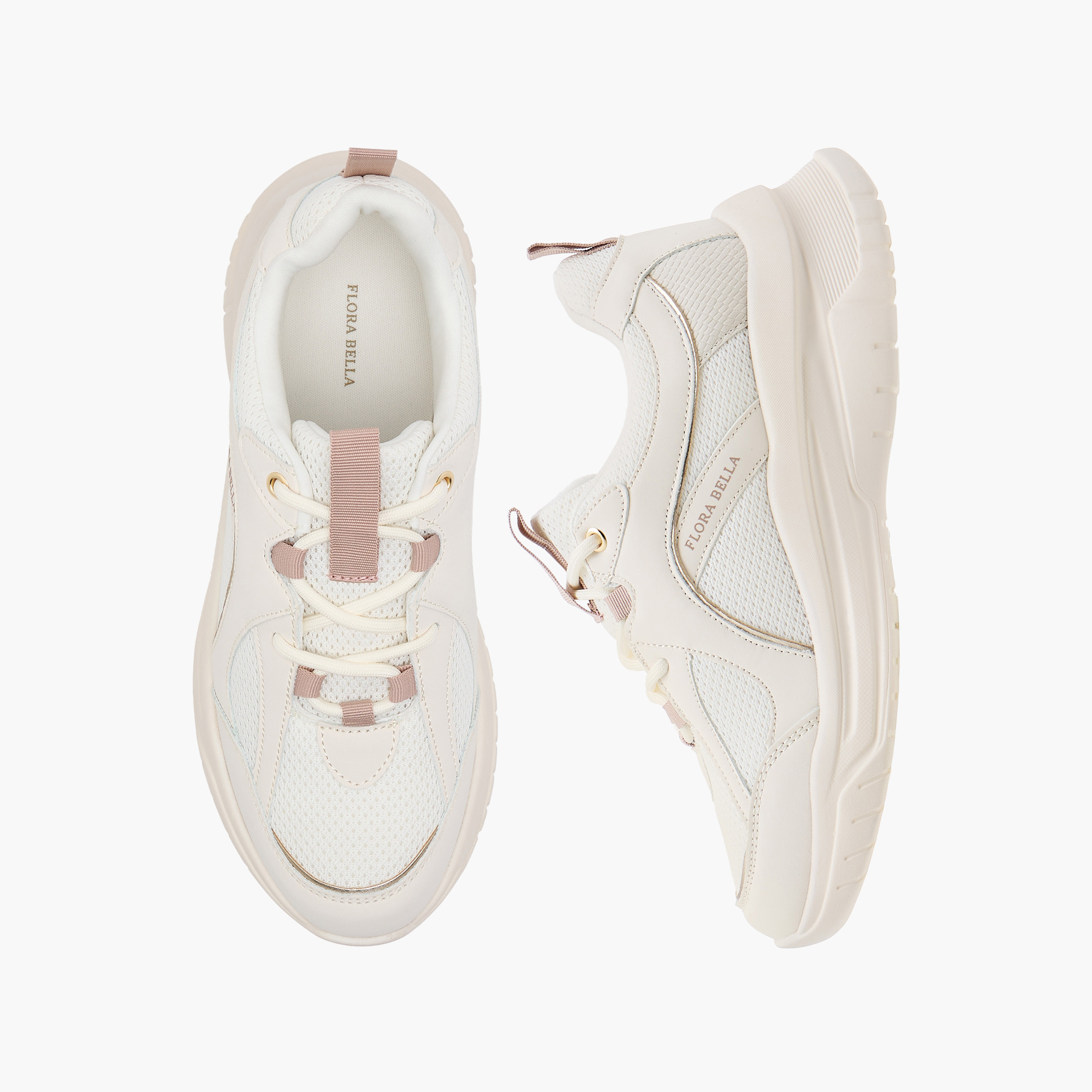 Flora Bella Panelled Sneakers with Lace-Up Closure-women-shoes-sneakers-image-1