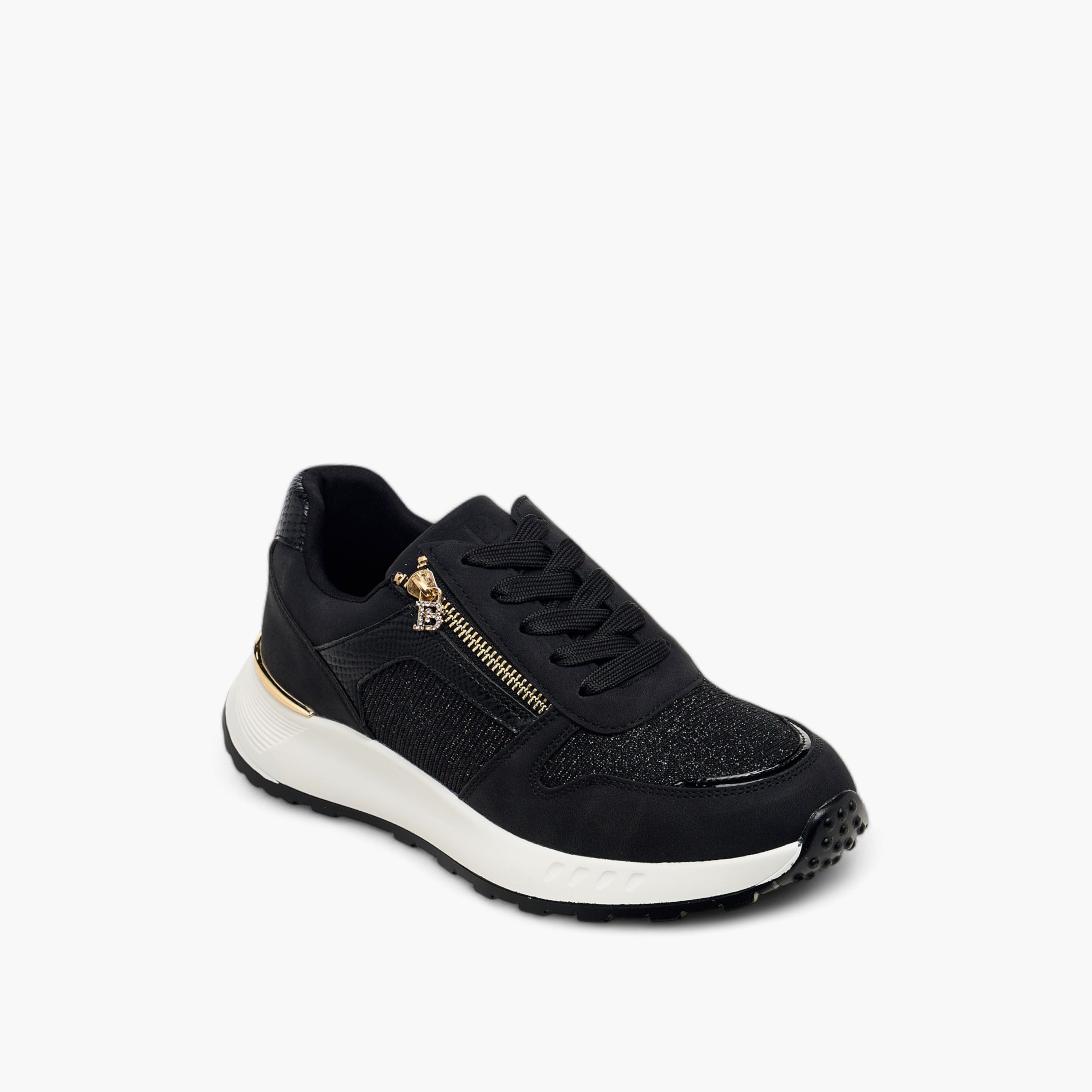 Flora Bella Glitter Panelled Sneakers with Lace-Up Closure-women-shoes-sneakers-image-2