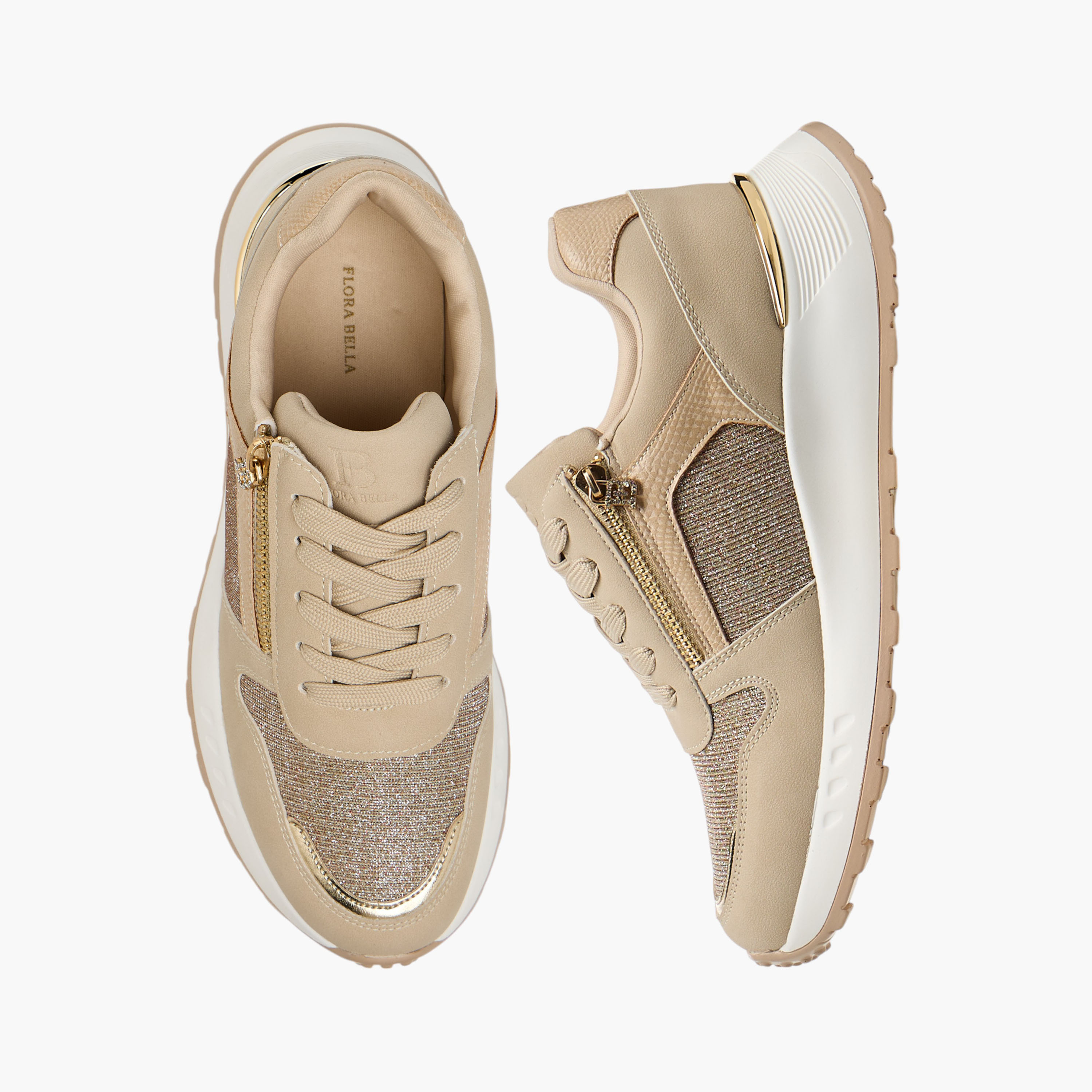 Flora Bella Glitter Panelled Sneakers with Lace-Up Closure-women-shoes-sneakers-image-1
