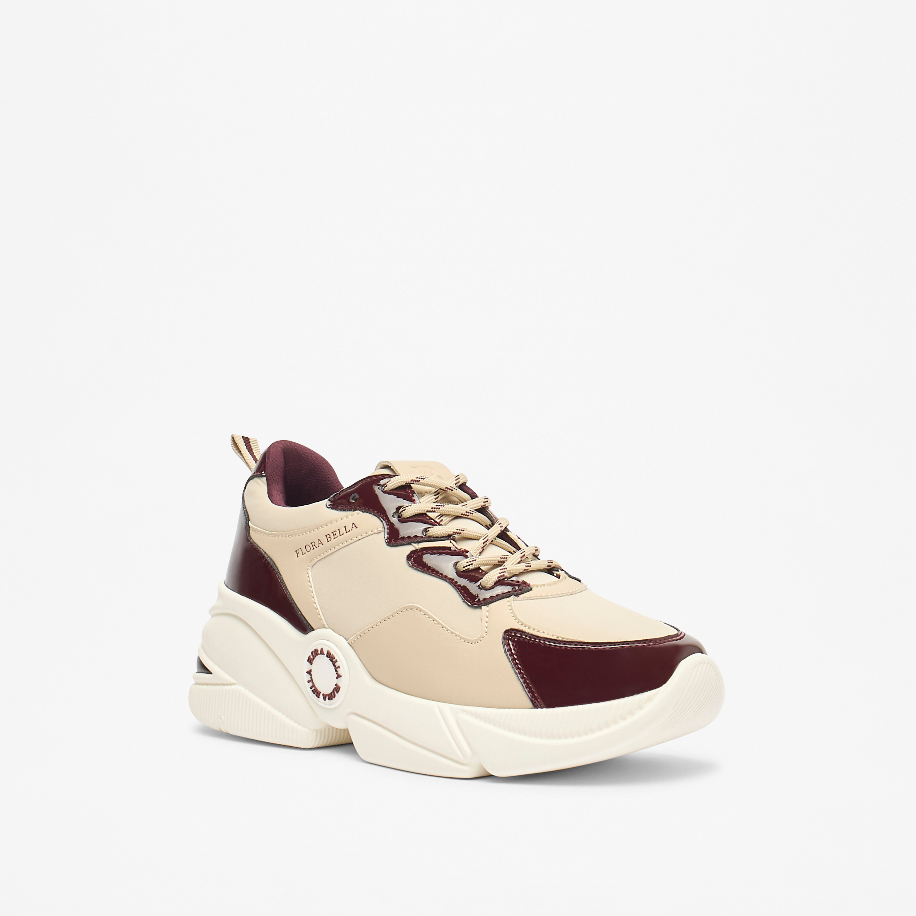 Flora Bella Monotone Lace-Up Low Ankle Sneakers with Pull Tabs-women-shoes-sneakers-image-1
