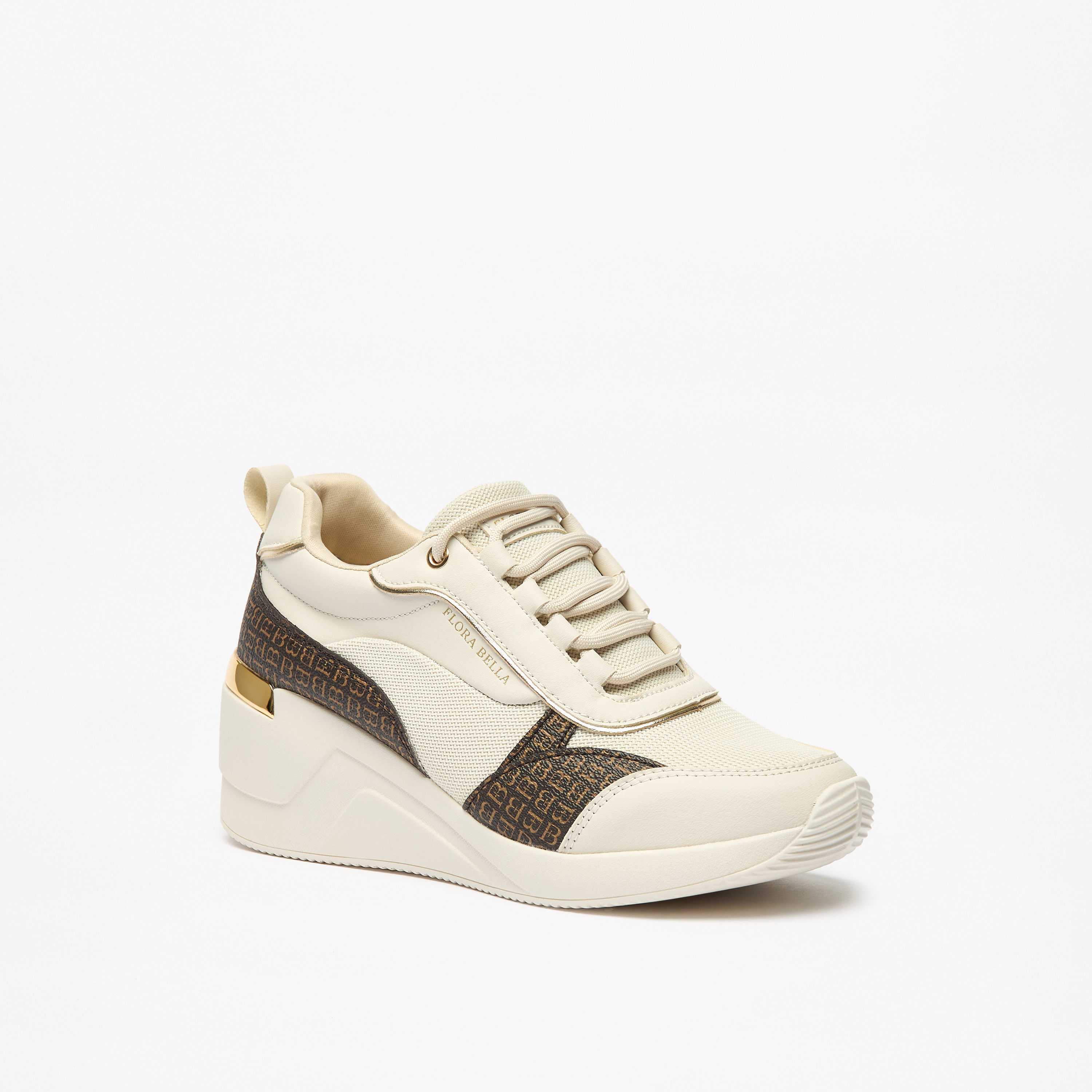 Flora Bella Monogram Wedge Sneakers with Lace-Up Closure-women-shoes-sneakers-image-1