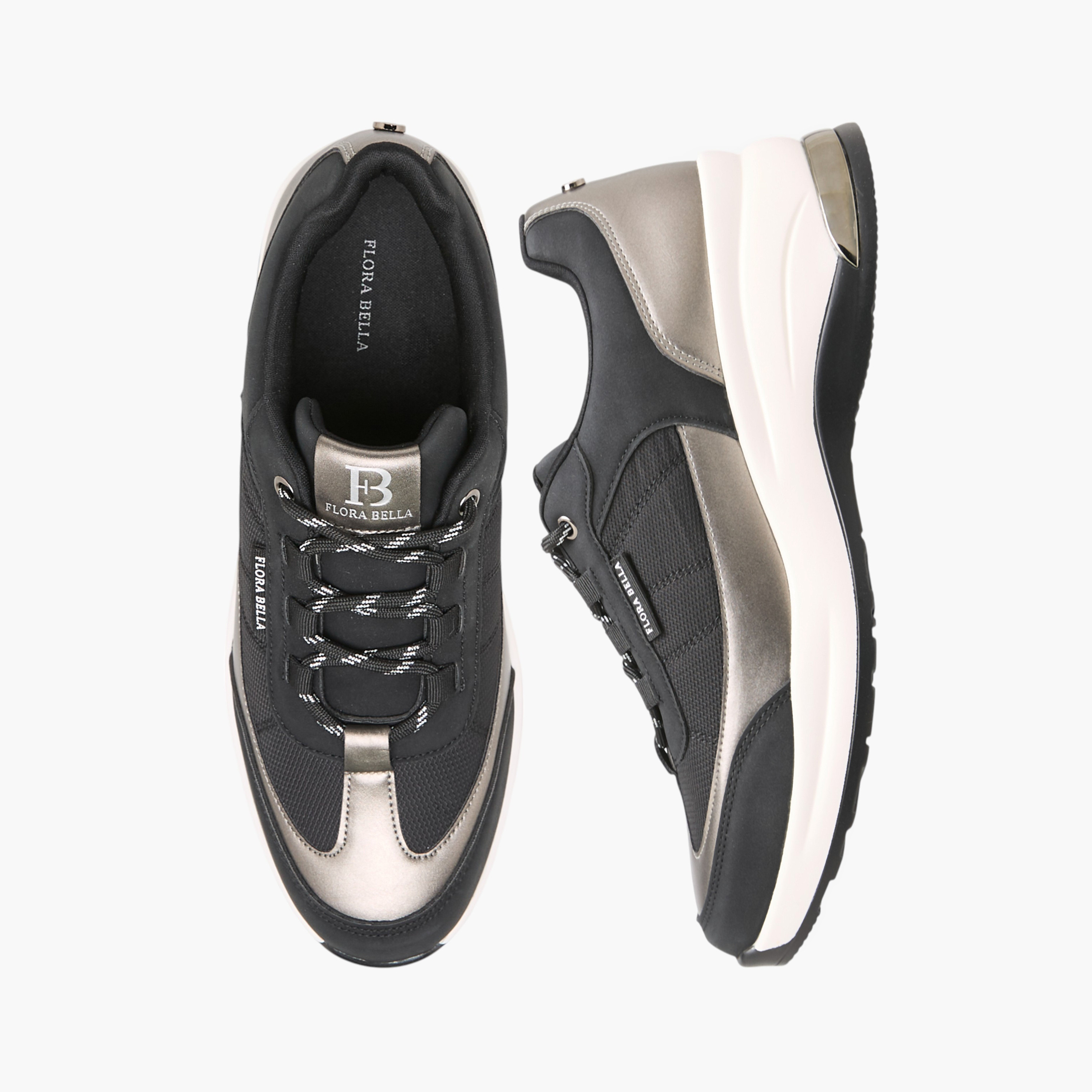 Flora Bella Panelled Sneakers with Lace-Up Closure-women-shoes-sneakers-image-1
