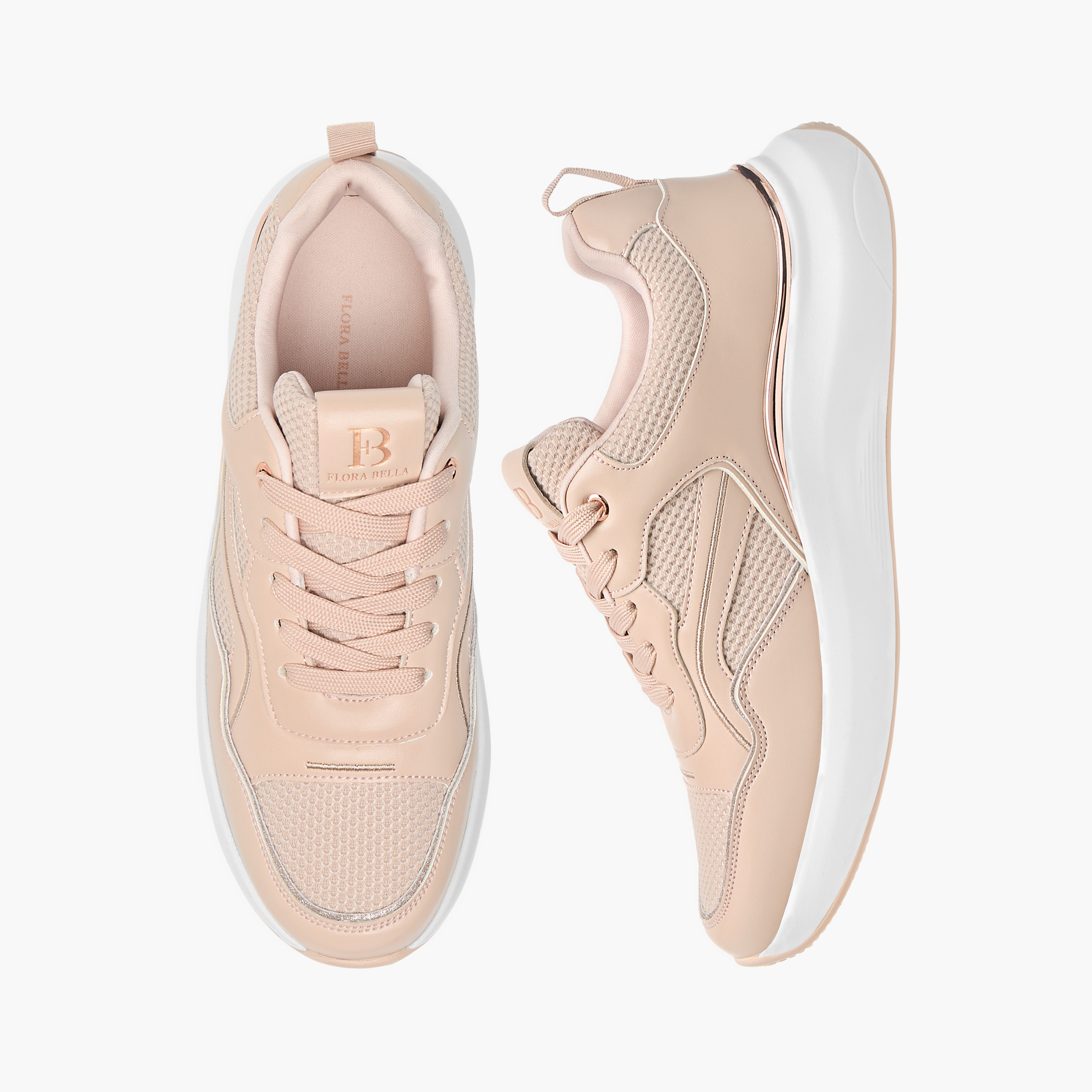 Flora Bella Panelled Ankle Sneakers with Lace-Up Closure-women-shoes-sneakers-image-1