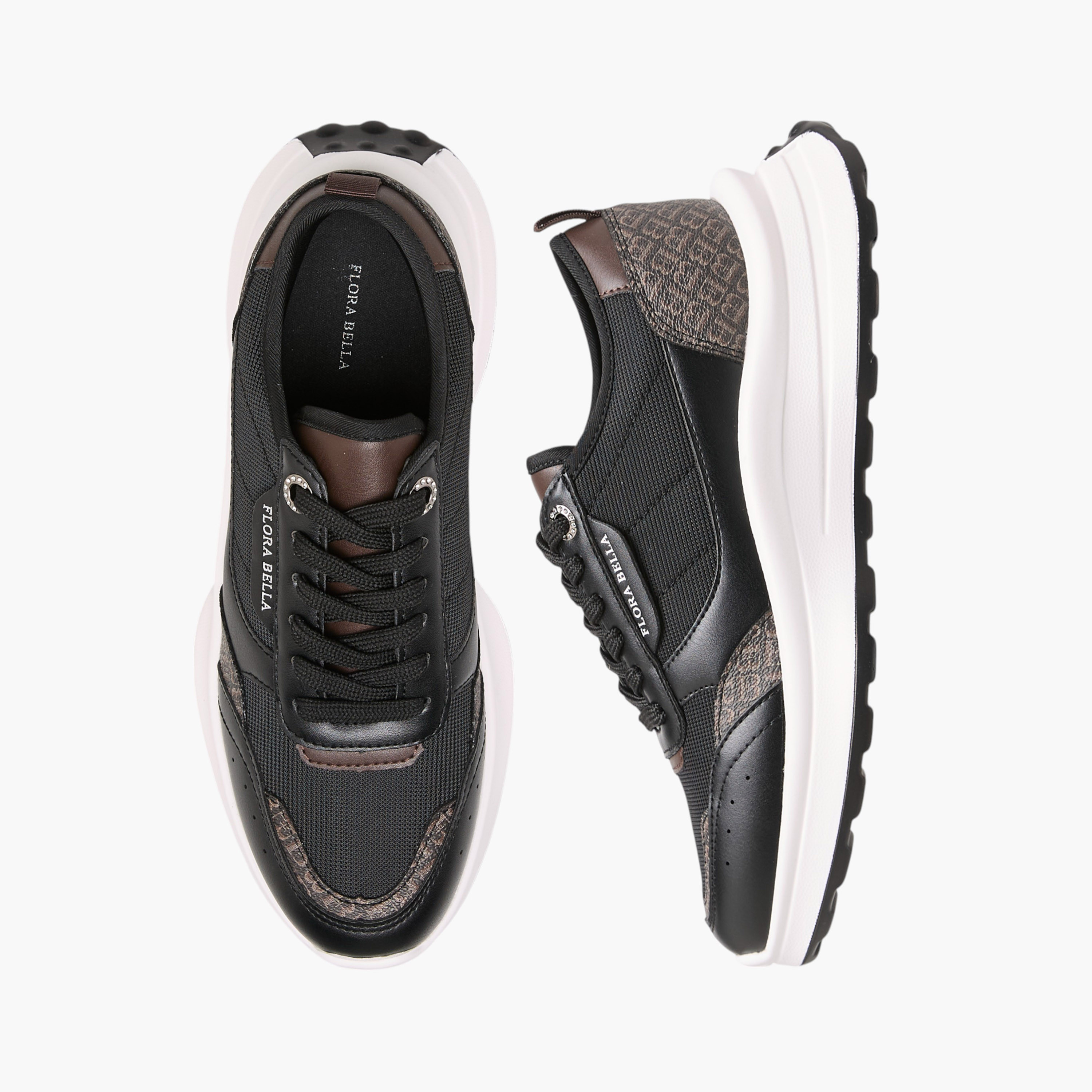 Flora Bella Monogram Print Sneakers with Lace-Up Closure-women-shoes-sneakers-image-1