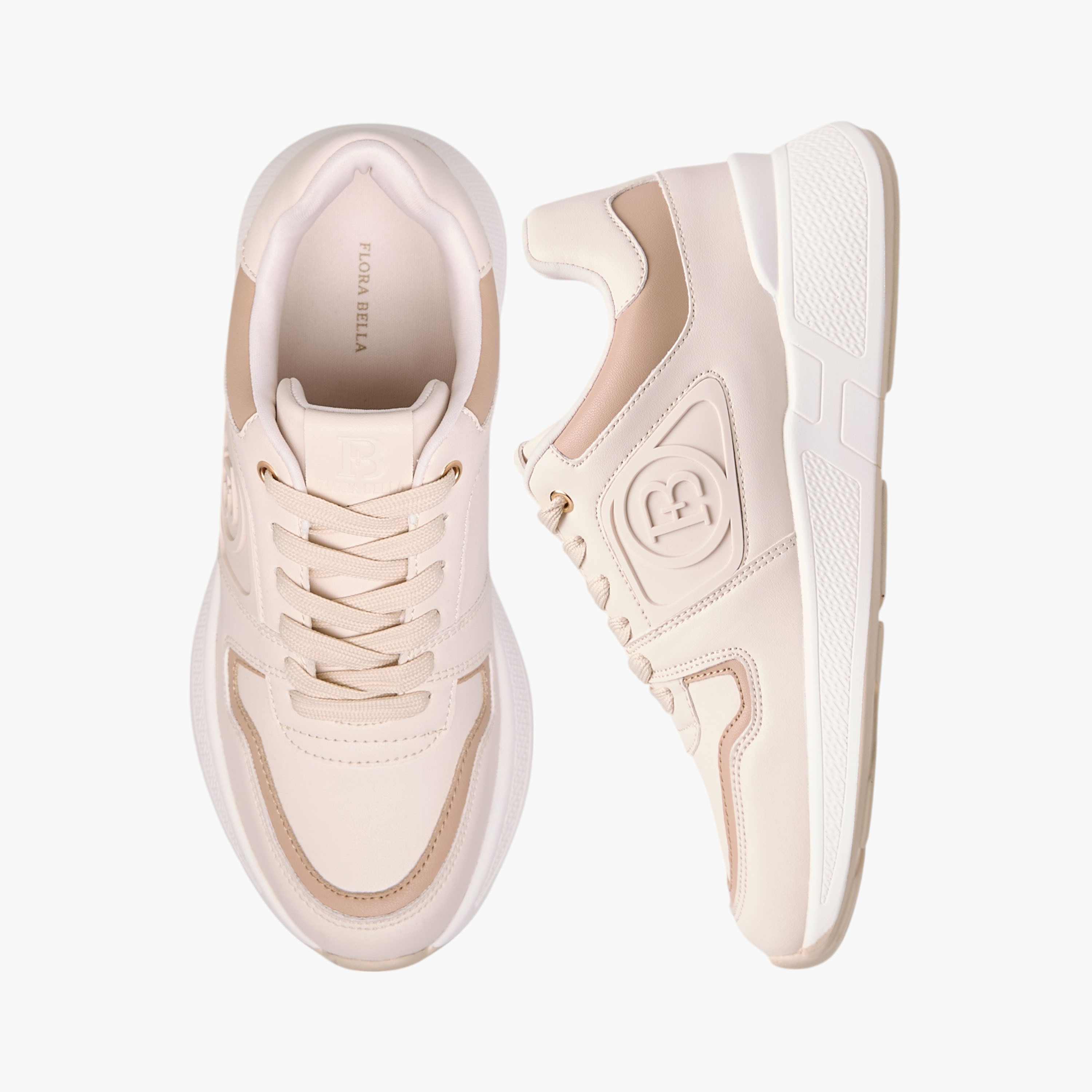 Flora Bella Logo Embossed Sneakers with Lace-Up Closure-women-shoes-sneakers-image-1