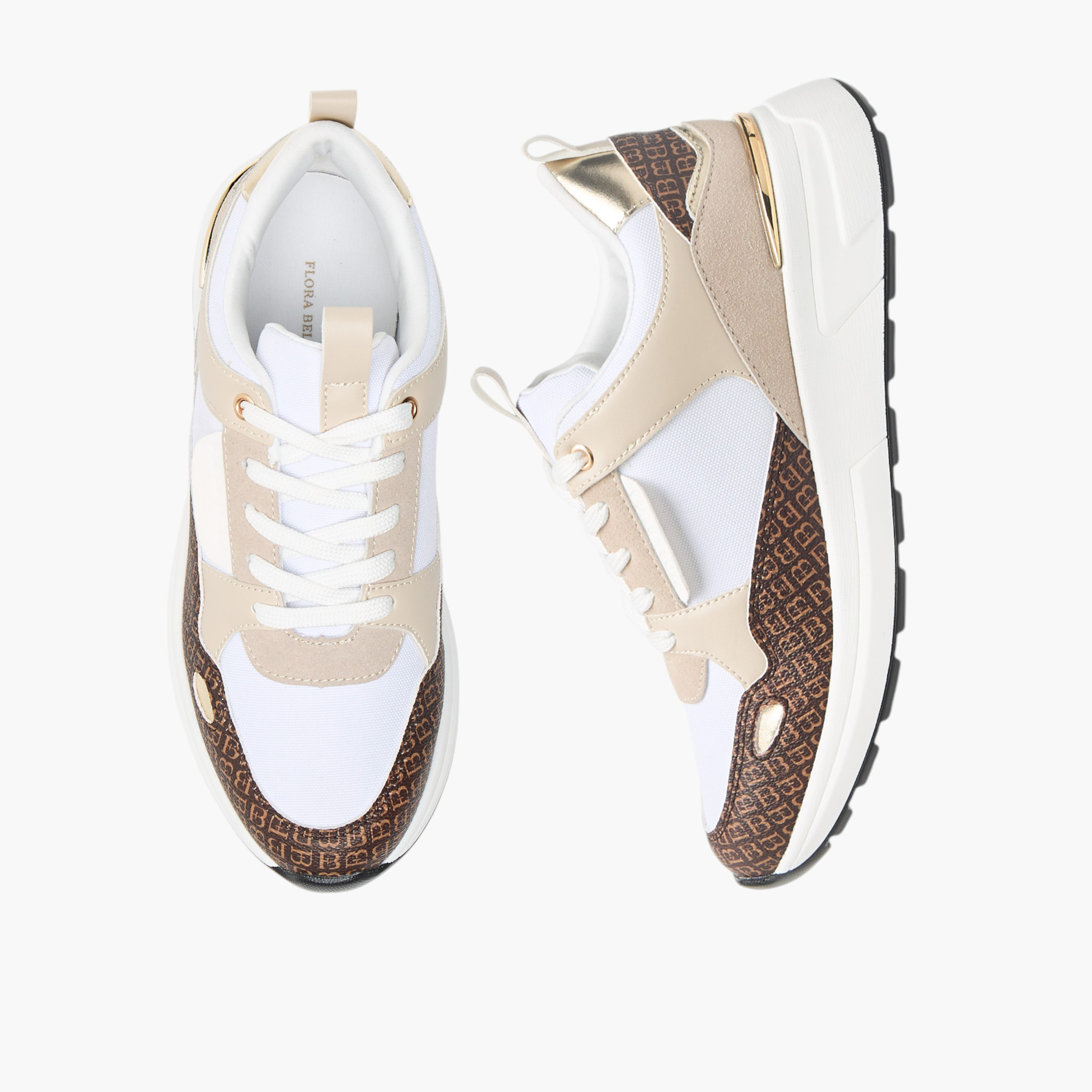Flora Bella Monogram Print Sneakers with Lace-Up Closure-women-shoes-sneakers-image-1