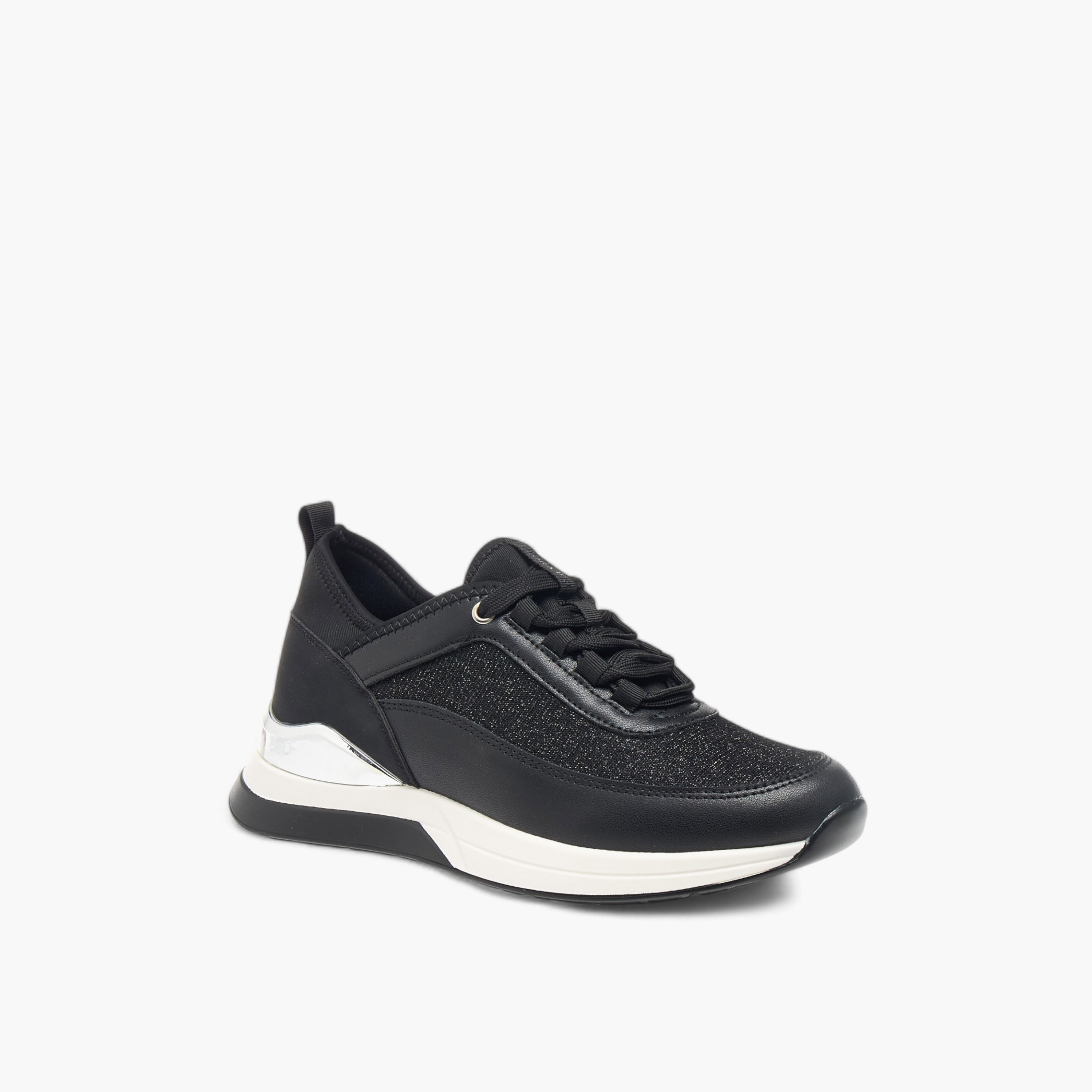 Flora Bella Glitter Textured Sneakers with Lace-Up Closure-women-shoes-sneakers-image-2