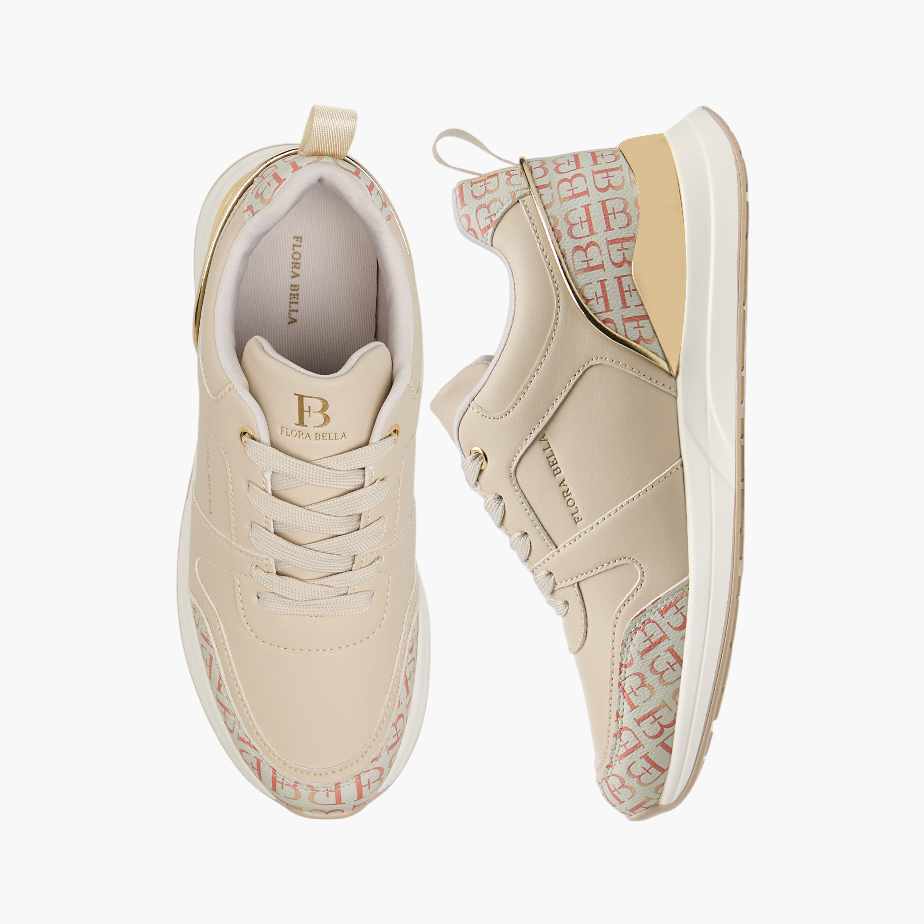 Flora Bella Monogram Print Sneakers with Lace-Up Closure-women-shoes-sneakers-image-1
