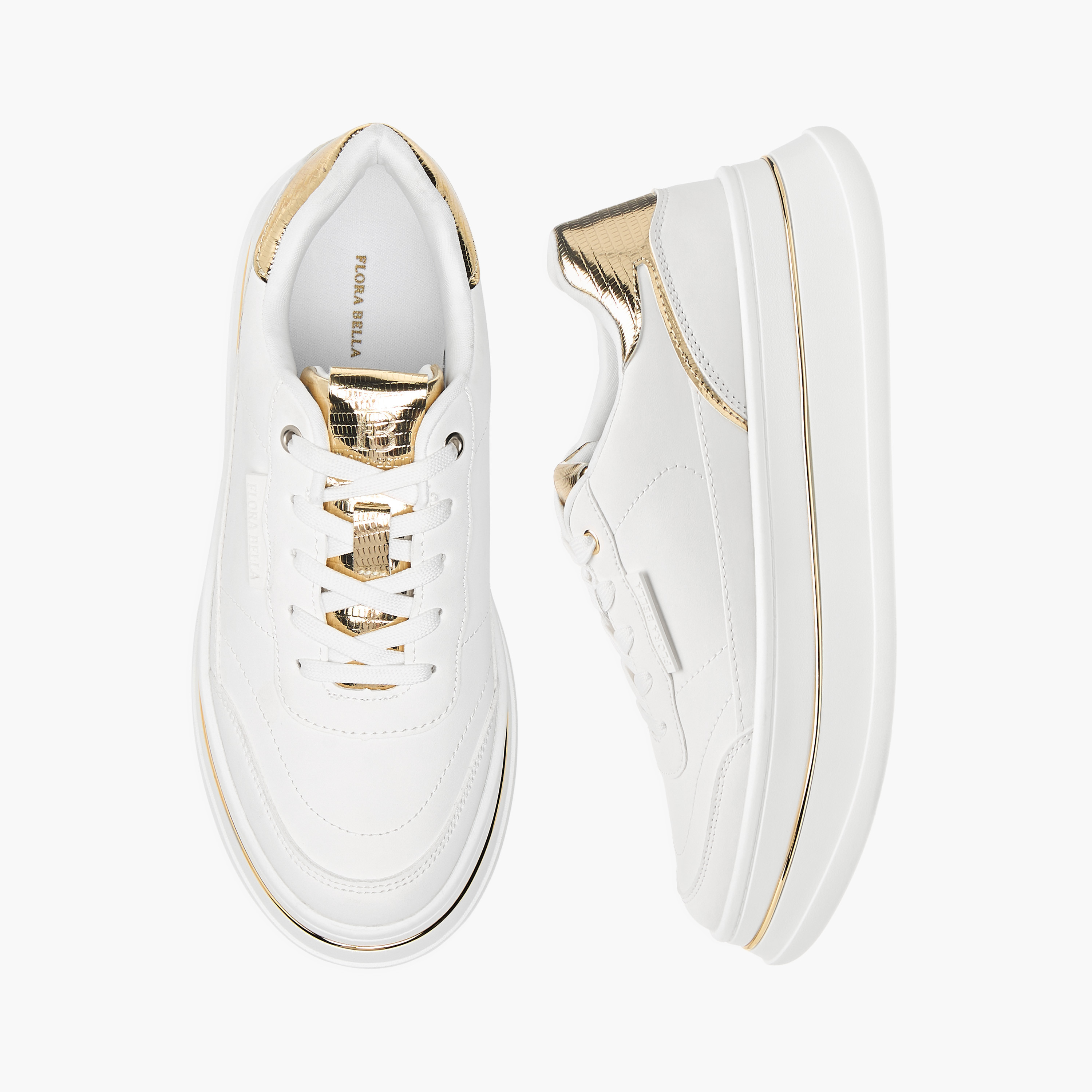 حذاء سنيكرز طول الكاحل برباط إغلاق ونقوش مونوجرام من فلورا بيلا-women-shoes-sneakers-image-1