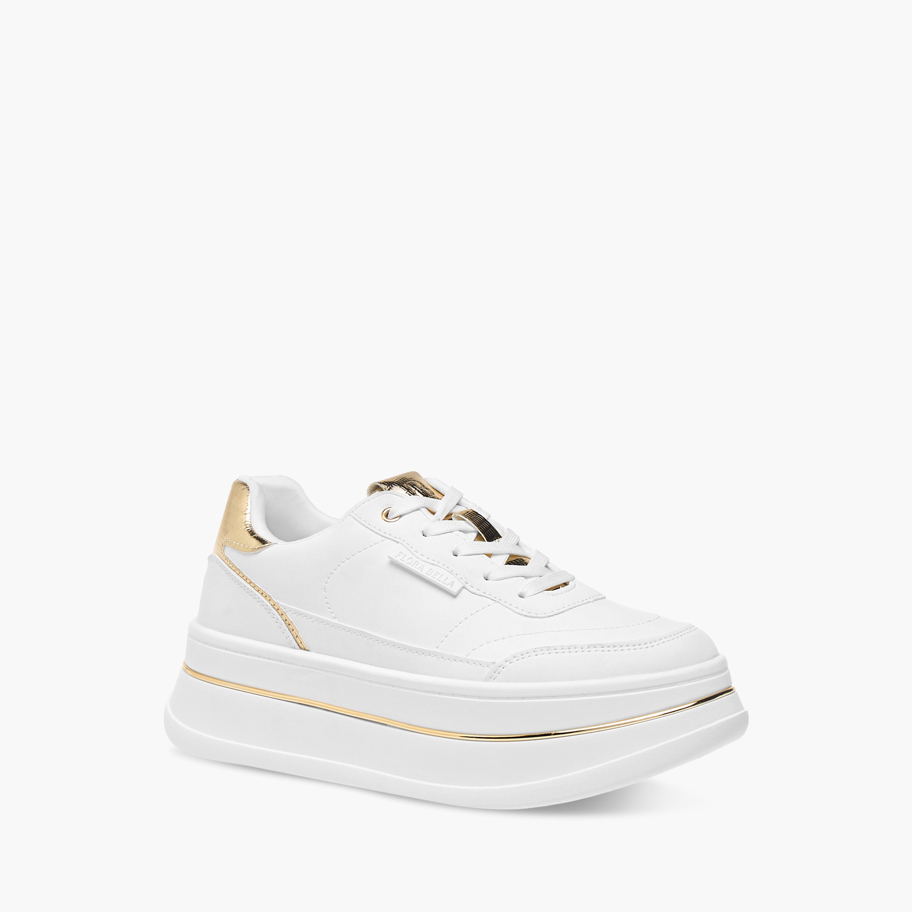 حذاء سنيكرز طول الكاحل برباط إغلاق ونقوش مونوجرام من فلورا بيلا-women-shoes-sneakers-image-2