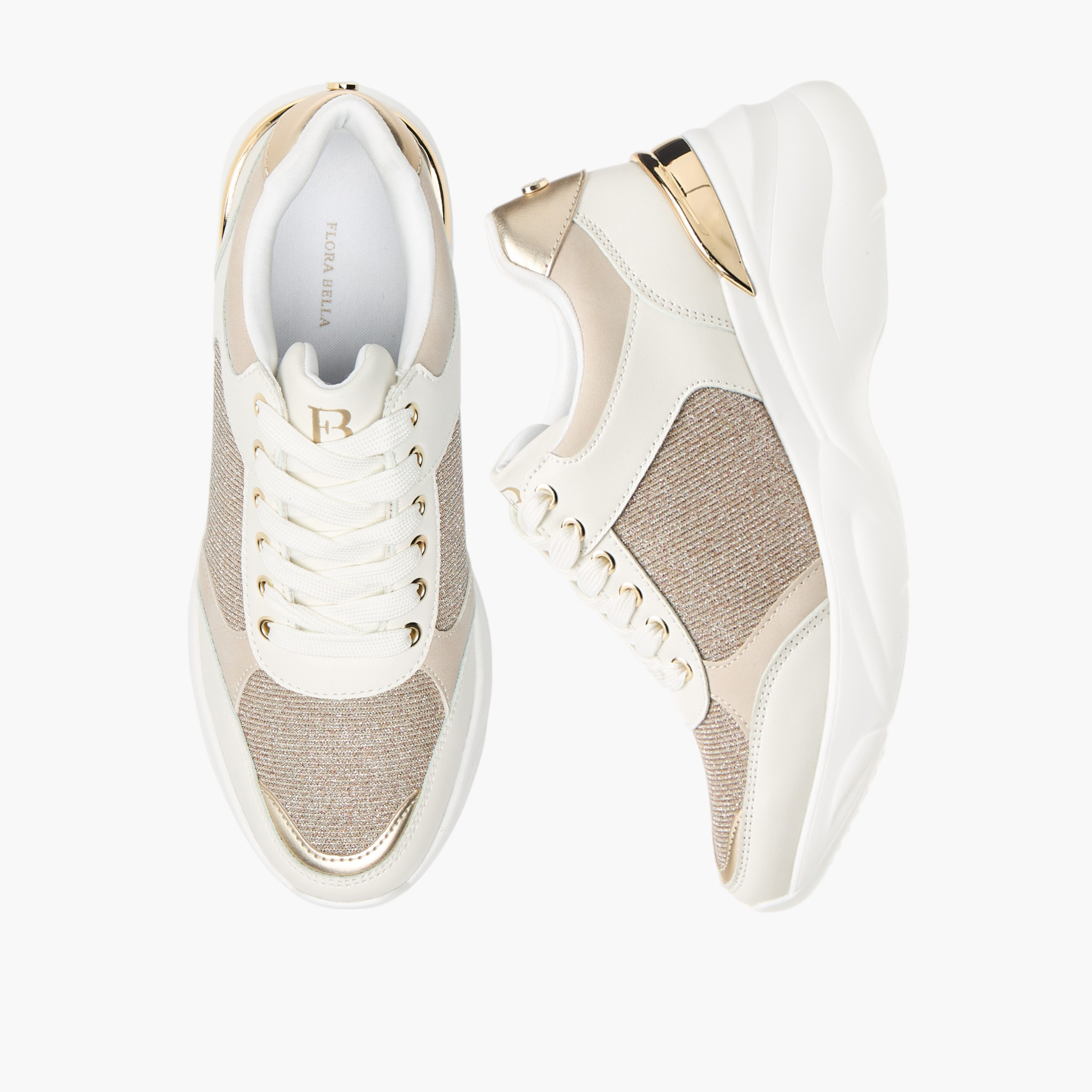 Flora Bella Glitter Textured Sneakers with Lace-Up Closure-women-shoes-sneakers-image-1