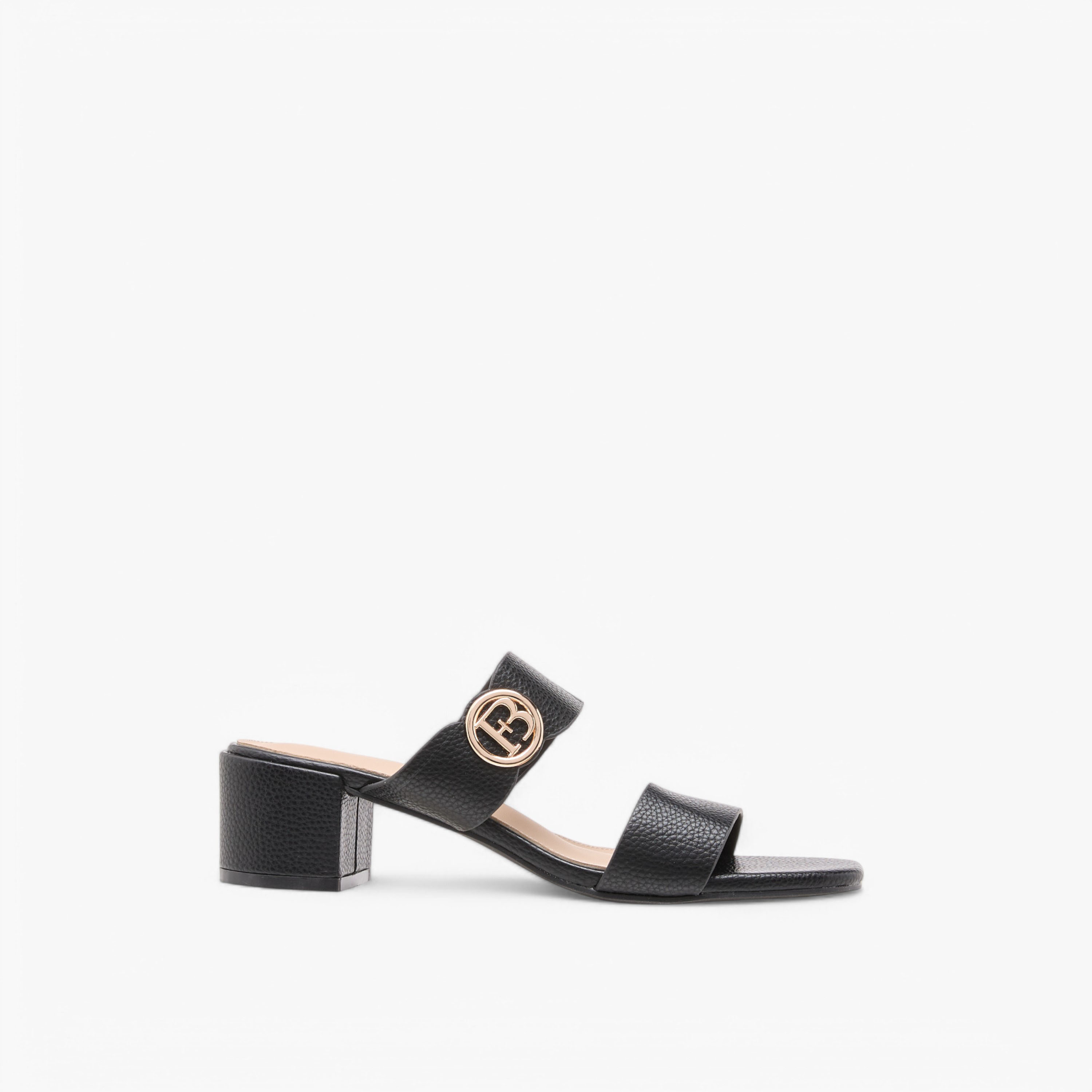 صندل سهل الارتداء بكعب سميك وزينة مونوجرام من فلورا بيلا-women-shoes-sandals-heeled-image-3
