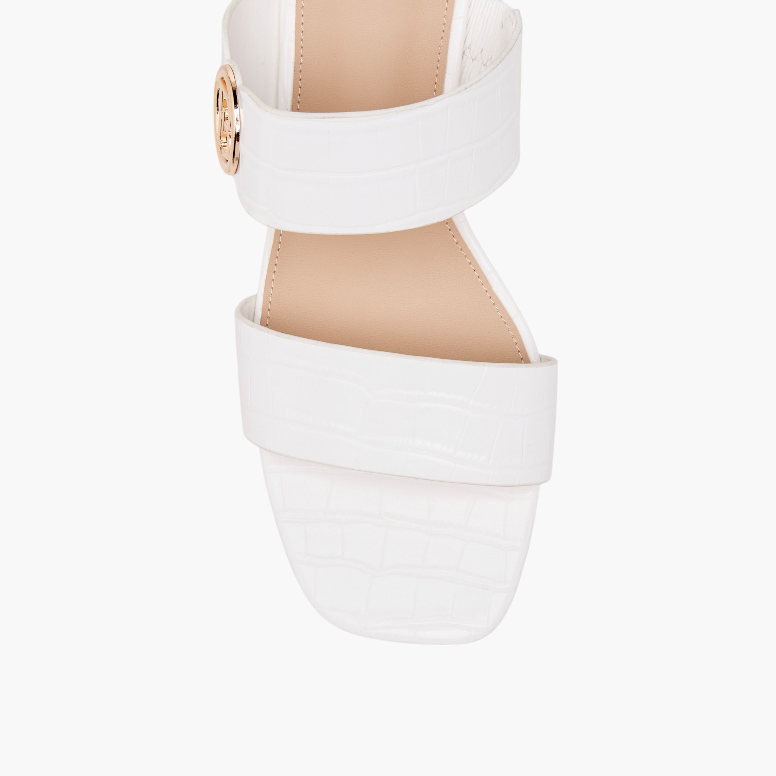 صندل سهل الارتداء بكعب سميك وزينة مونوجرام من فلورا بيلا-women-shoes-sandals-heeled-image-4