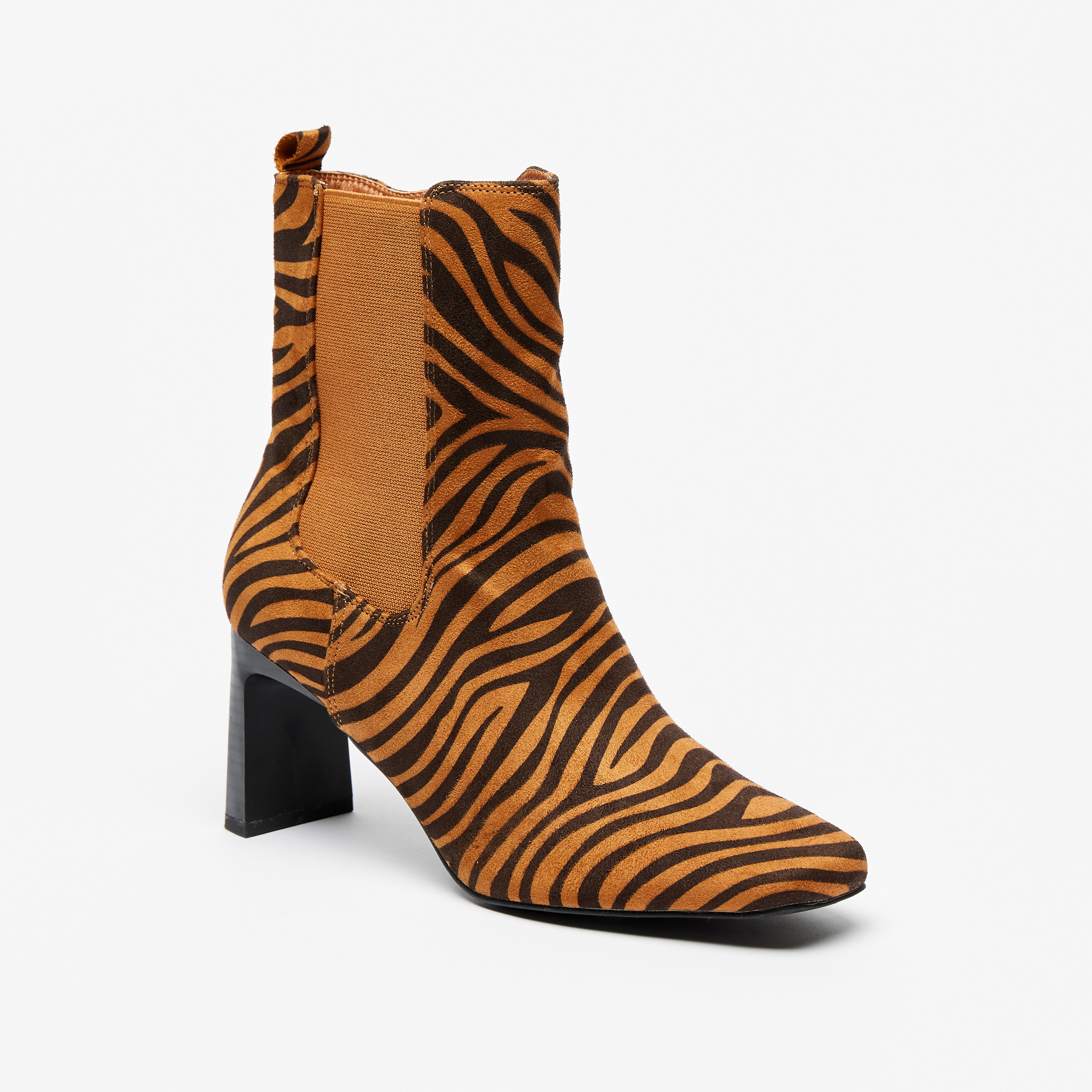 Buy Women s Animal Print Ankle Boots with Zip Closure and Block Heels Online Centrepoint Oman