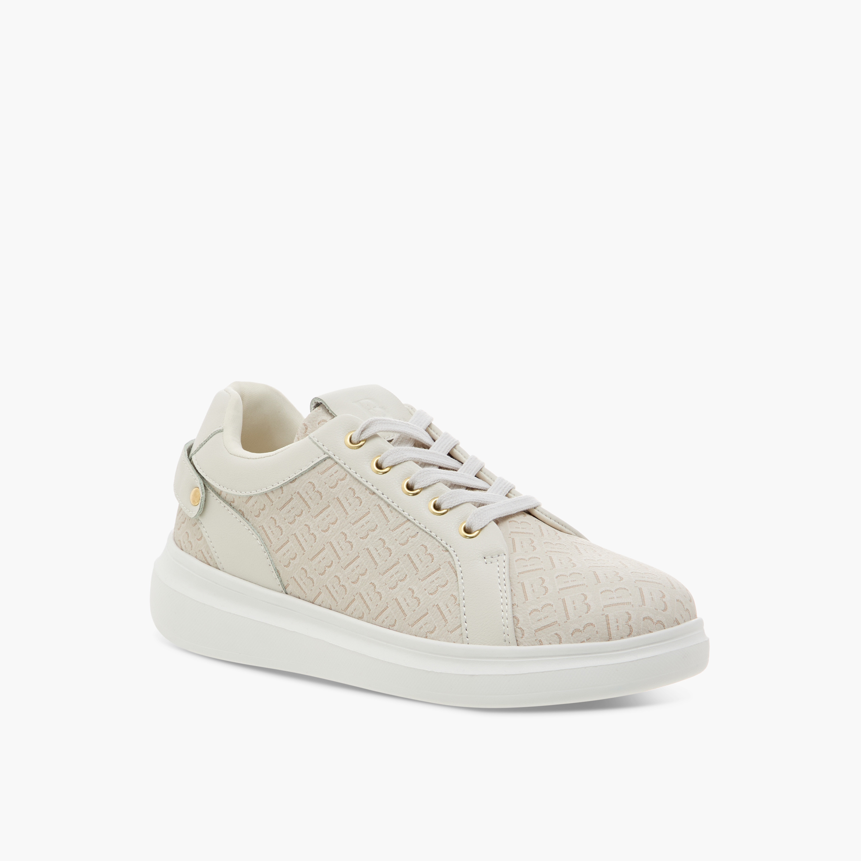 Flora Bella Monogram Print Sneakers with Lace-Up Closure-women-shoes-sneakers-image-2