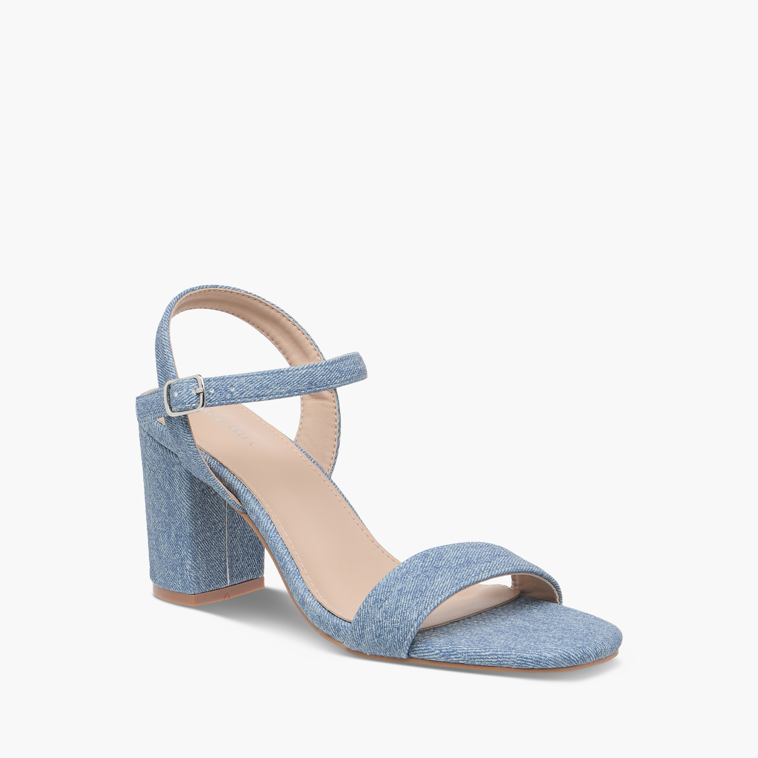 Flora Bella Textured Sandals with Block Heels and Buckle Closure-women-shoes-sandals-heeled-image-2