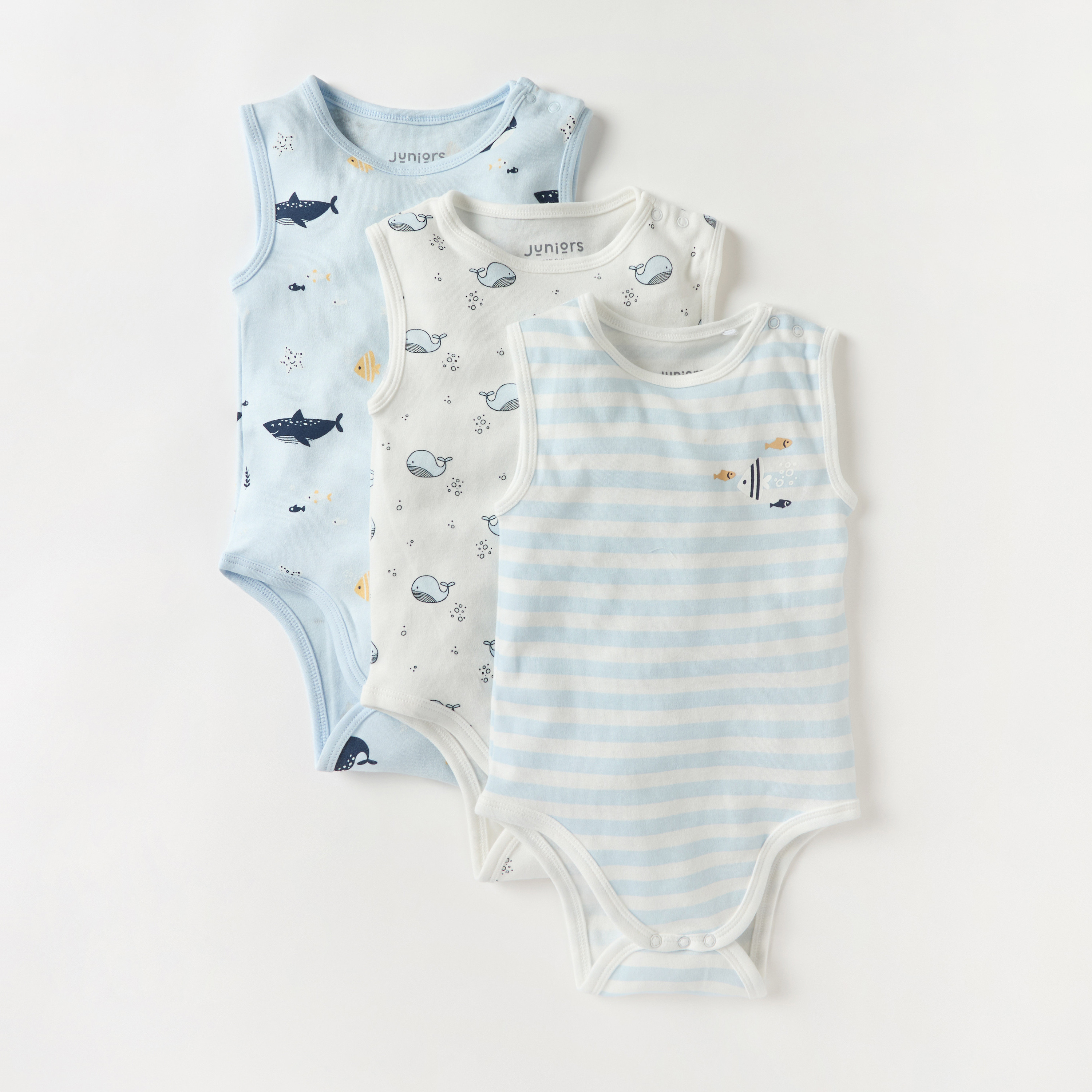 بودي سوت دون أكمام بطبعات من جونيورز - طقم من 3 قطع-baby-boys-clothing-bodysuits-image-1