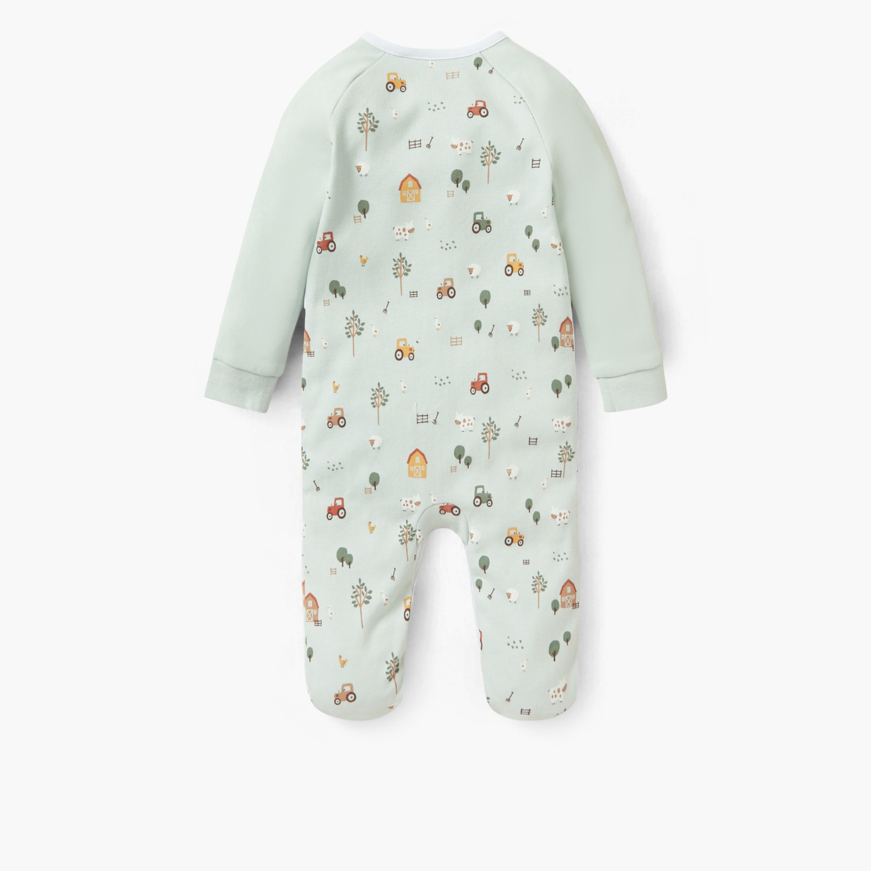Juniors Farmyard Applique Sleepsuit with Long Sleeves and Button Closure-baby-boys-clothing-nightwear-sleepsuits-image-2