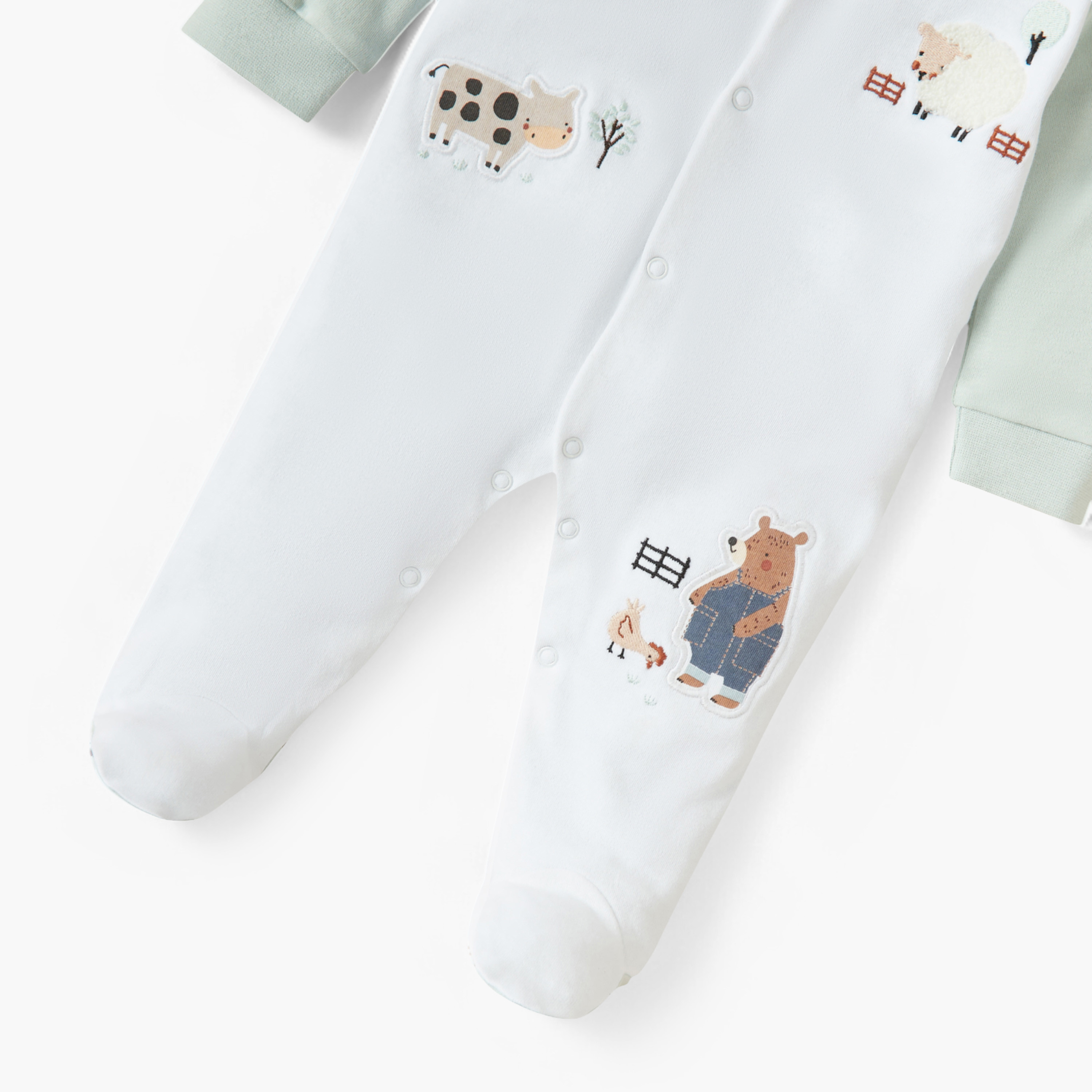 Juniors Farmyard Applique Sleepsuit with Long Sleeves and Button Closure-baby-boys-clothing-nightwear-sleepsuits-image-4