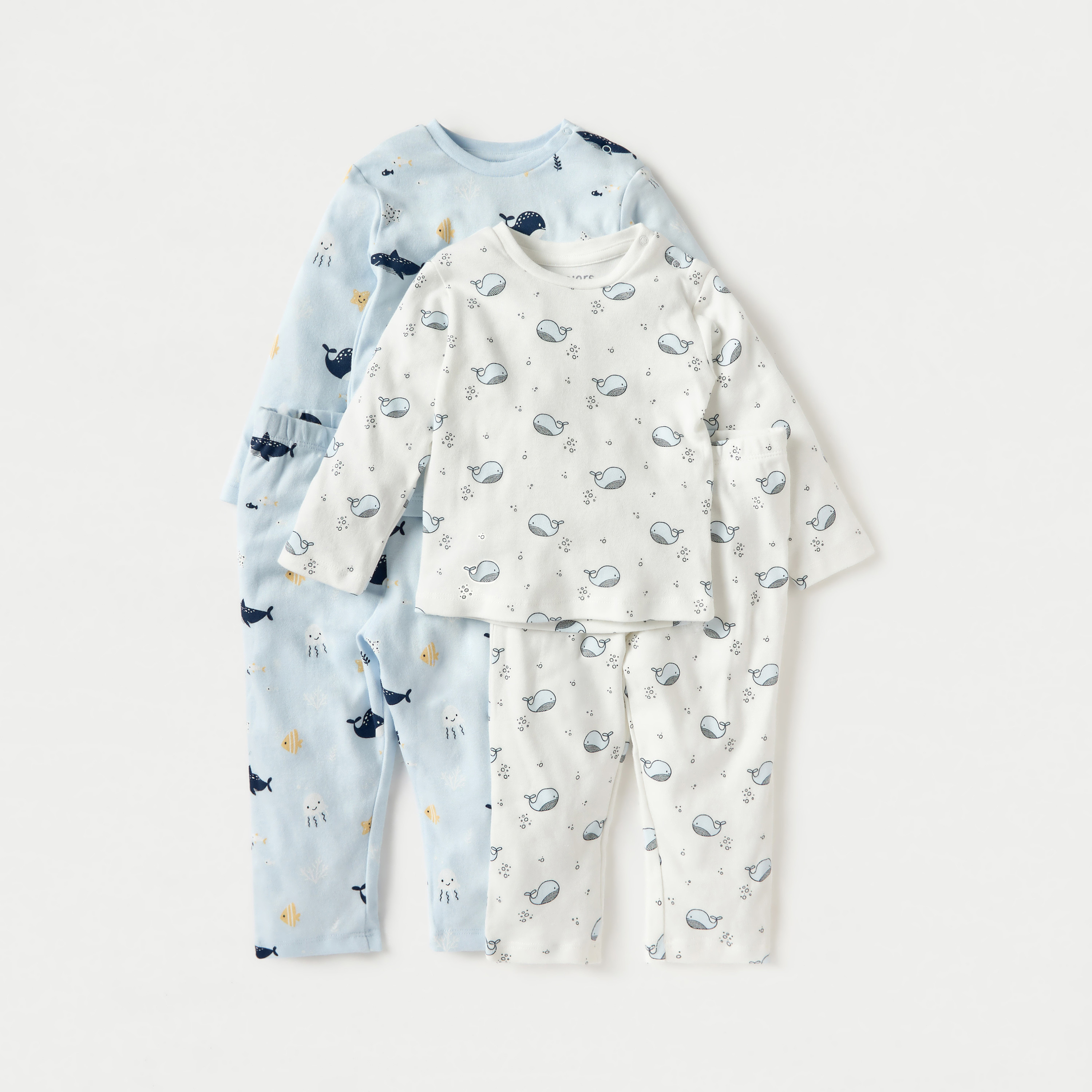 Juniors Underwater Print Long Sleeves T-shirt and Pyjamas - Set of 2-baby-boys-clothing-nightwear-pyjamasets-image-1