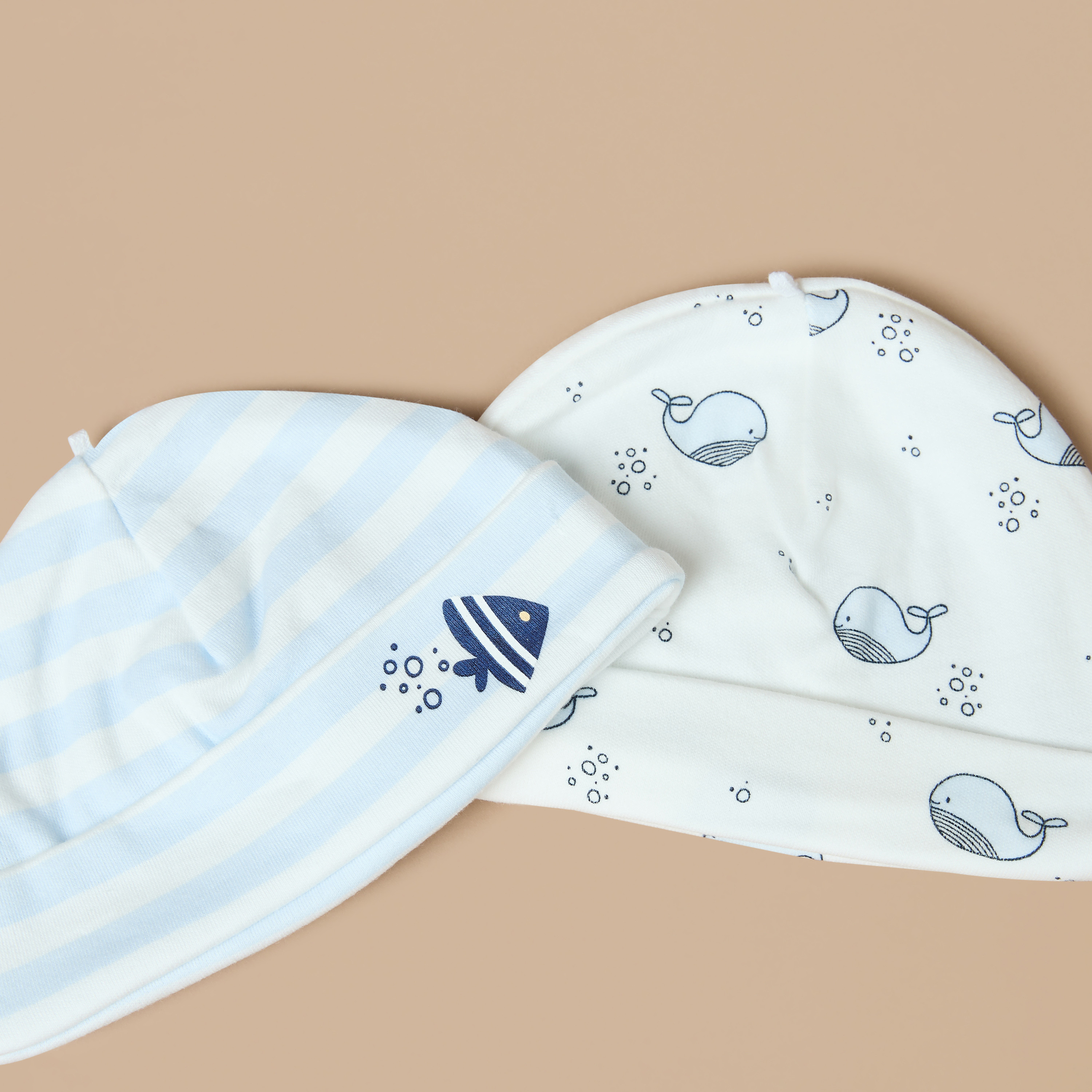Juniors Whale Print Cap - Set of 2-baby-boys-accessories-caps-image-4