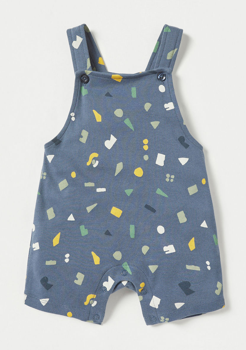 Juniors Printed Dungaree and T-shirt Set-Rompers%2C Dungarees and Jumpsuits-image-2