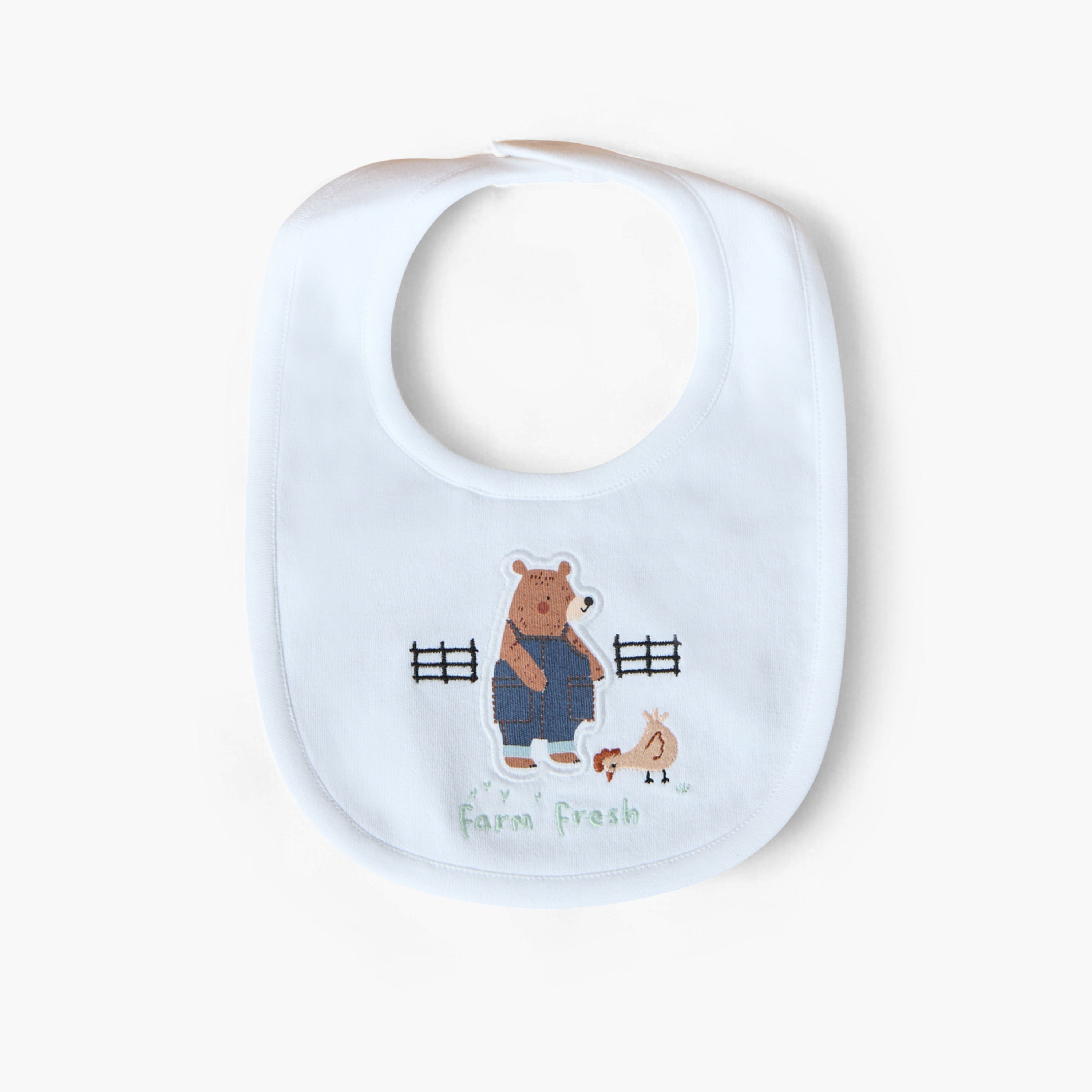 Juniors Farmyard Animals Embroidered Bib with Snap Button Closure-baby-feeding-bibs-image-2