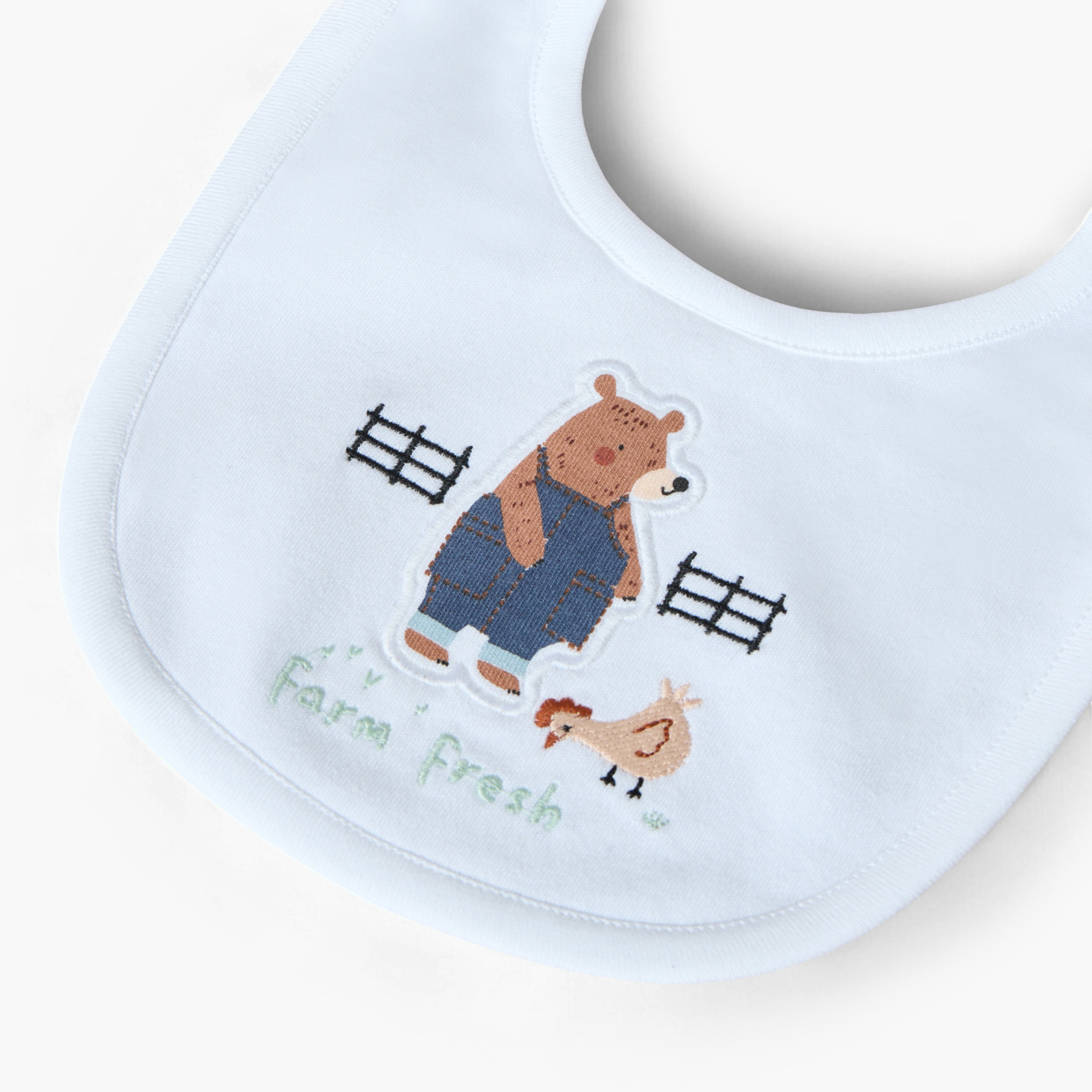 Juniors Farmyard Animals Embroidered Bib with Snap Button Closure-baby-feeding-bibs-image-3