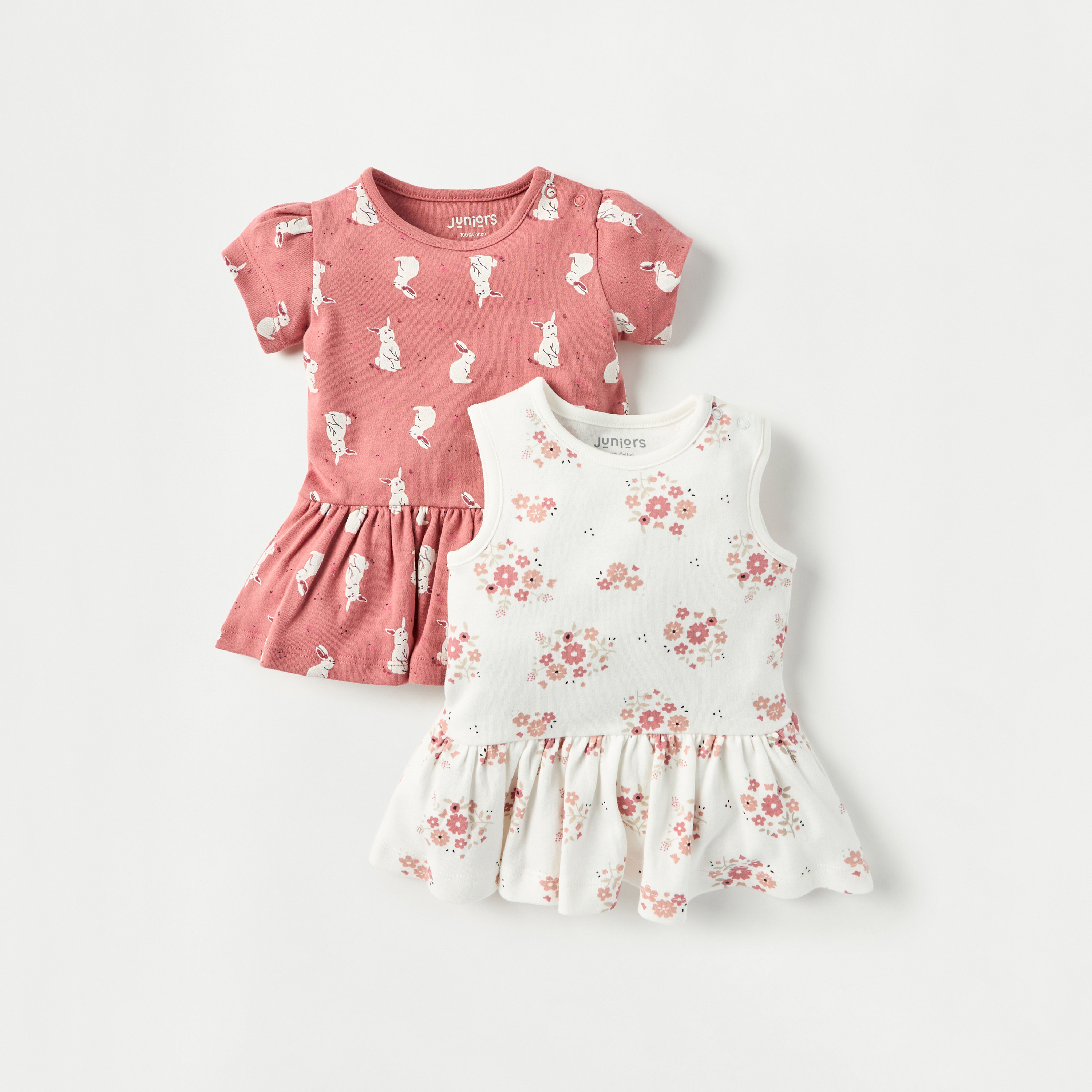 فستان إيه لاين بطبعات أرنب قطعتين من جونيورز-baby-girls-clothing-dressesandjumpsuits-image-1